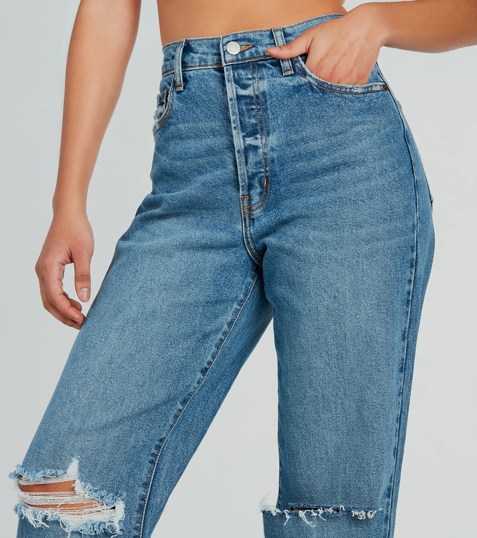 Ultimate Distressed Boyfriend Jeans - Premium Dark Wash