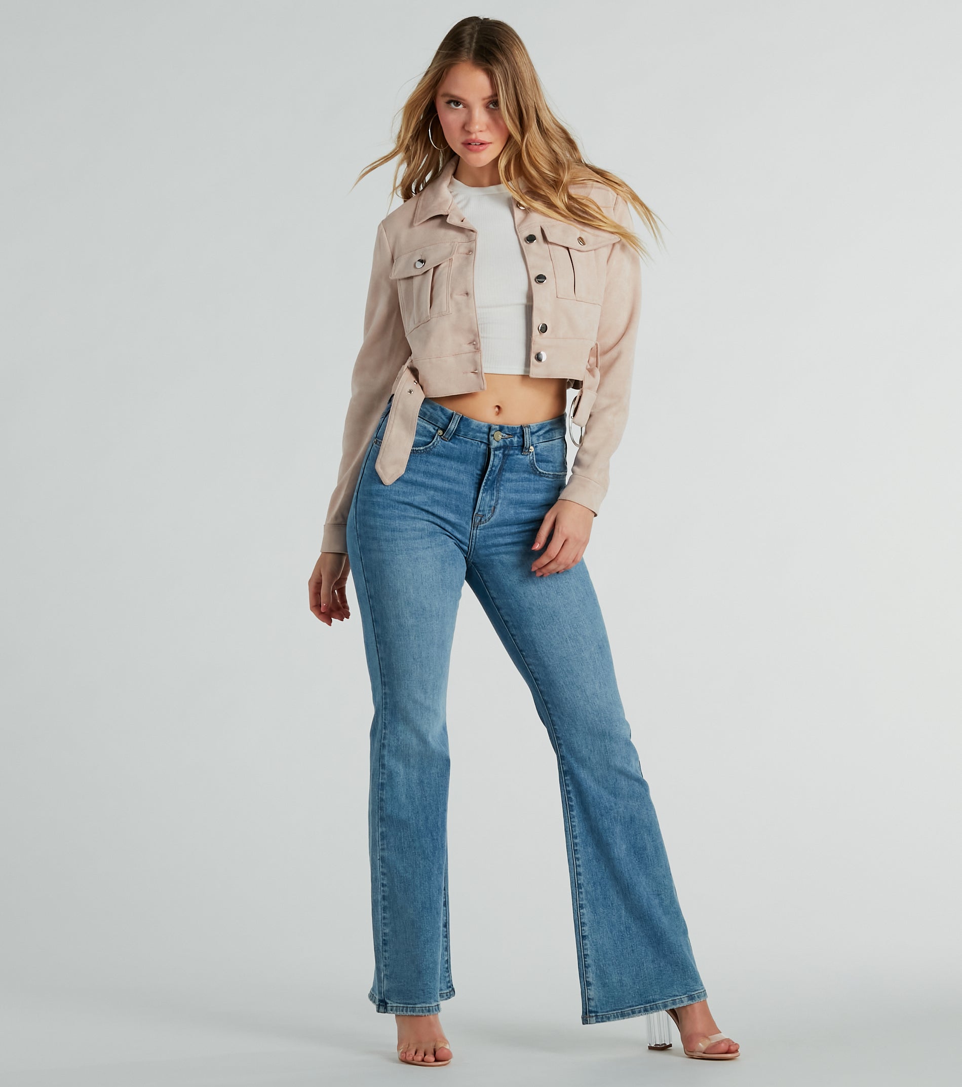 Premium Faux Suede Belted Moto Jacket - Iconic Cropped Style