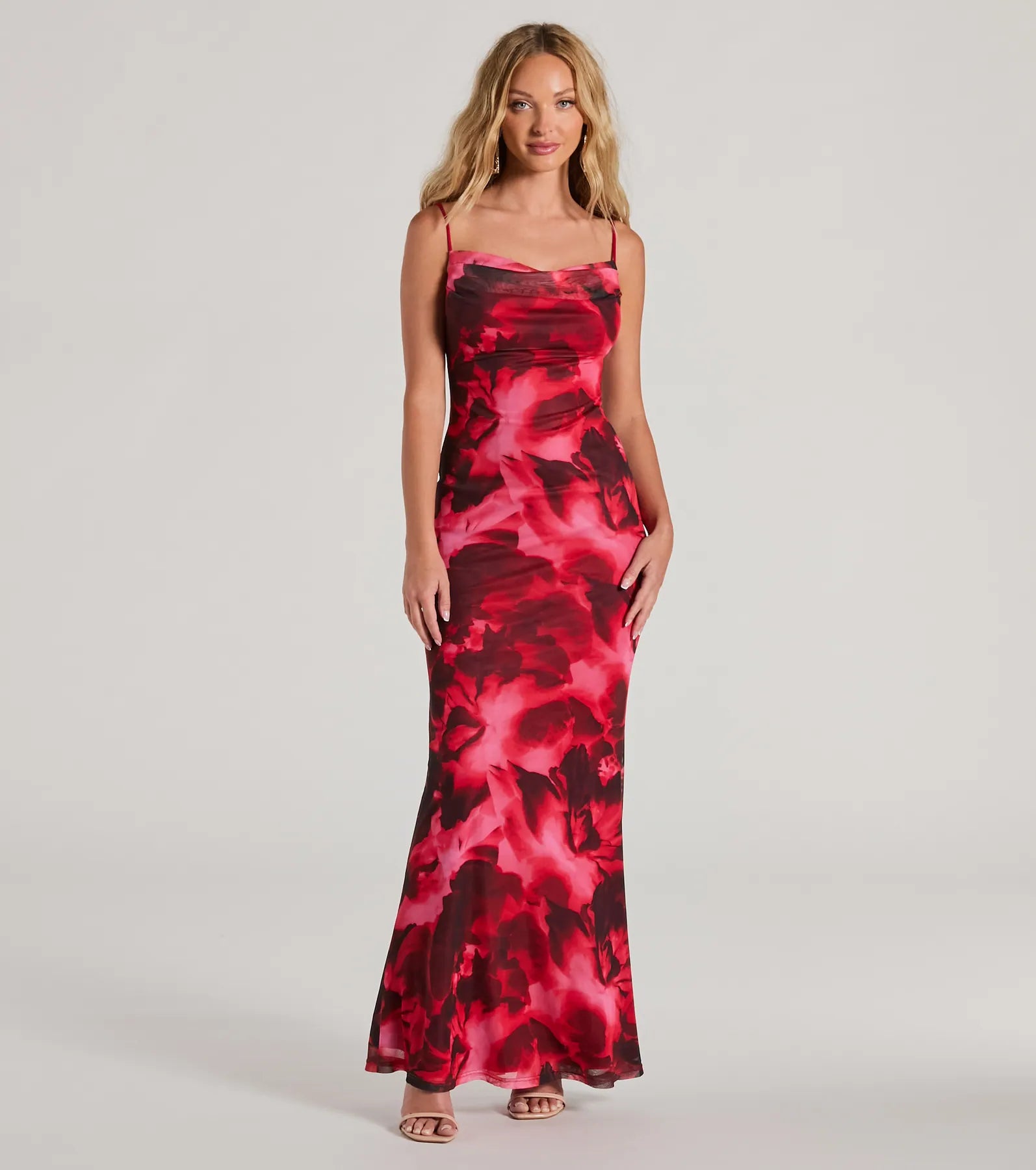 Ultimate Elegance Cowl Neck Floral Maxi Dress