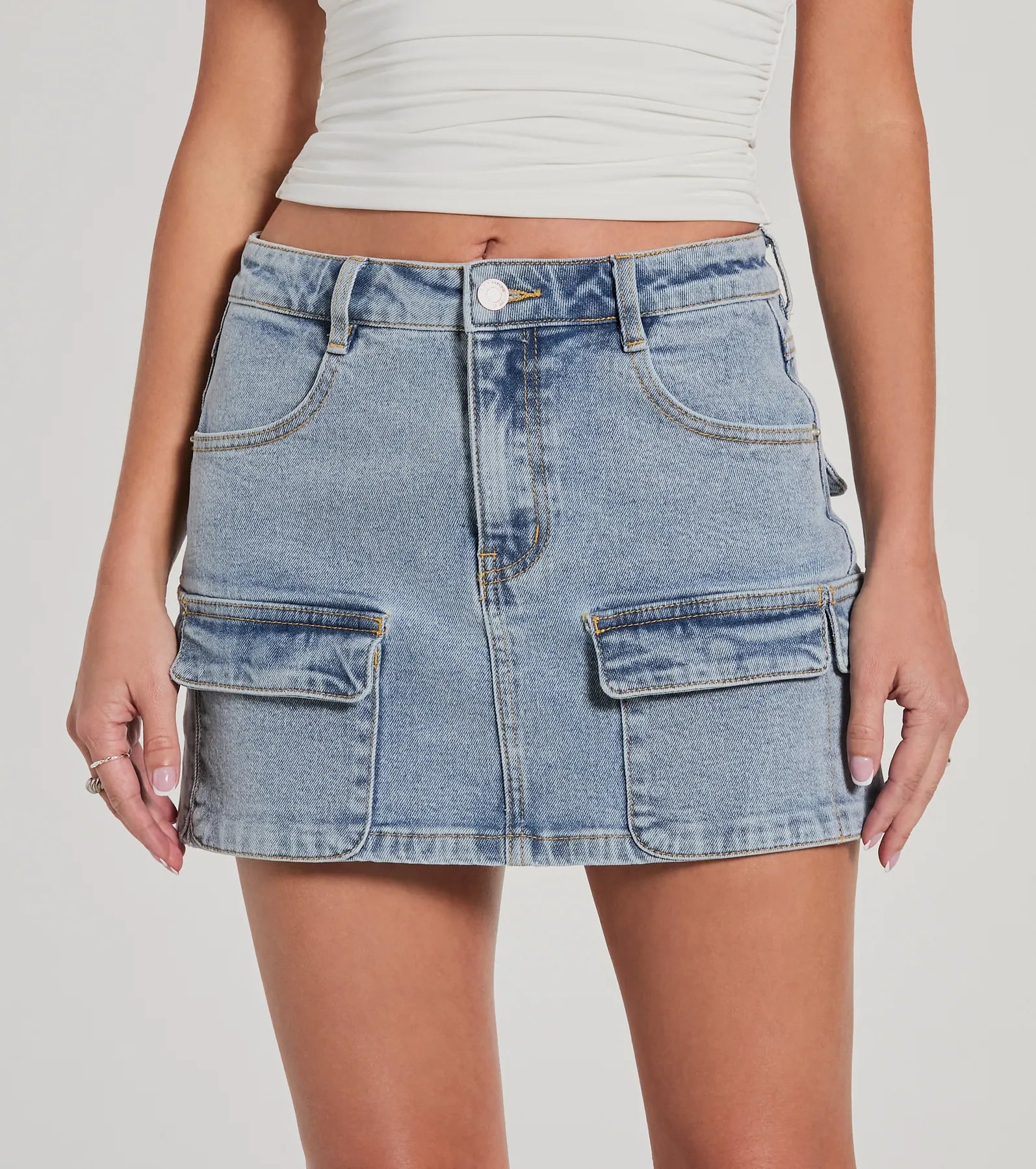 Ultimate Cargo Darling High-Rise Denim Mini Skirt