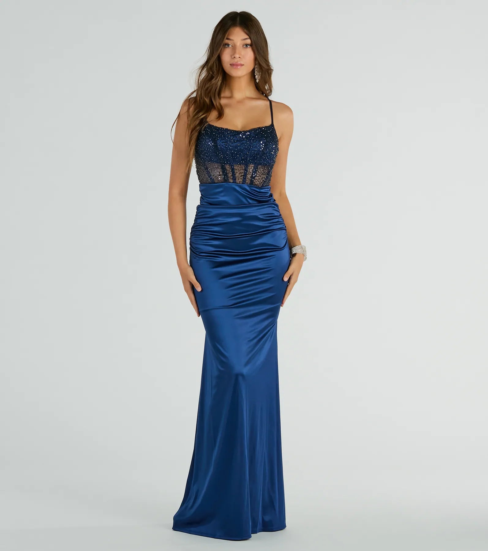 Premium Sandy Sequin Corset Mermaid Gown - Ultimate Formal Dress