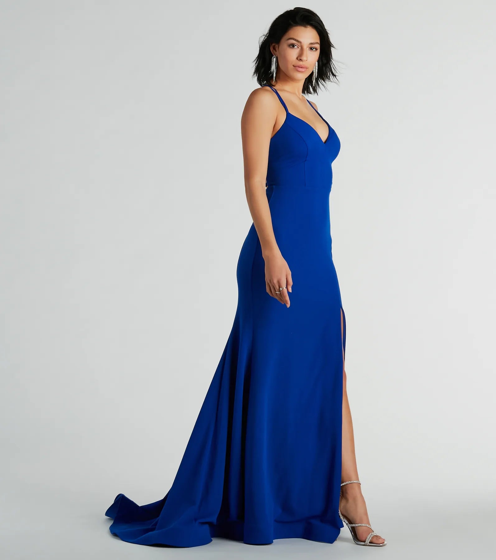 Premium Gabriela V-Neck Lace-Up Mermaid Evening Gown