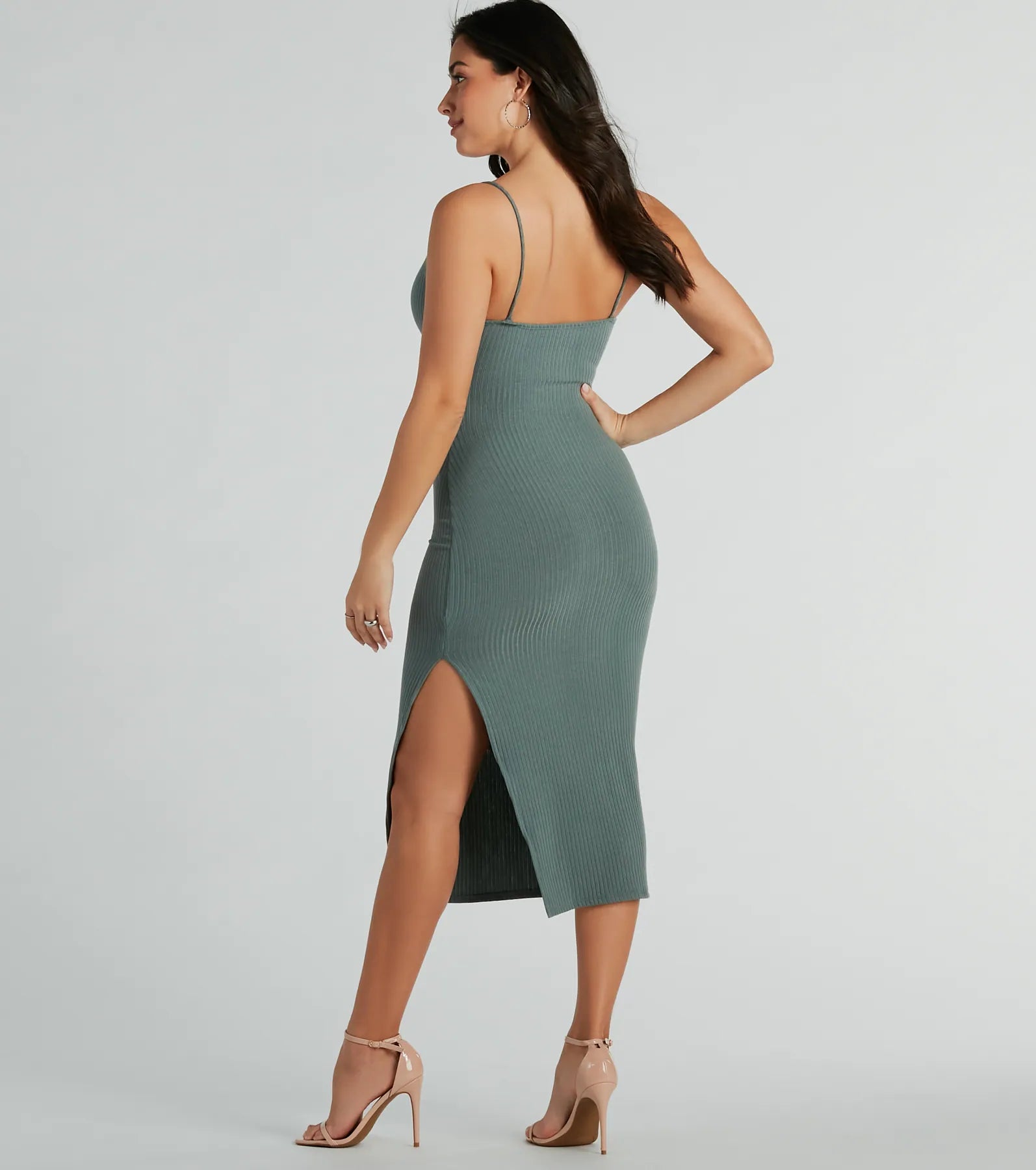 Ultimate Rib Knit Sweetheart Midi Dress - Effortlessly Chic