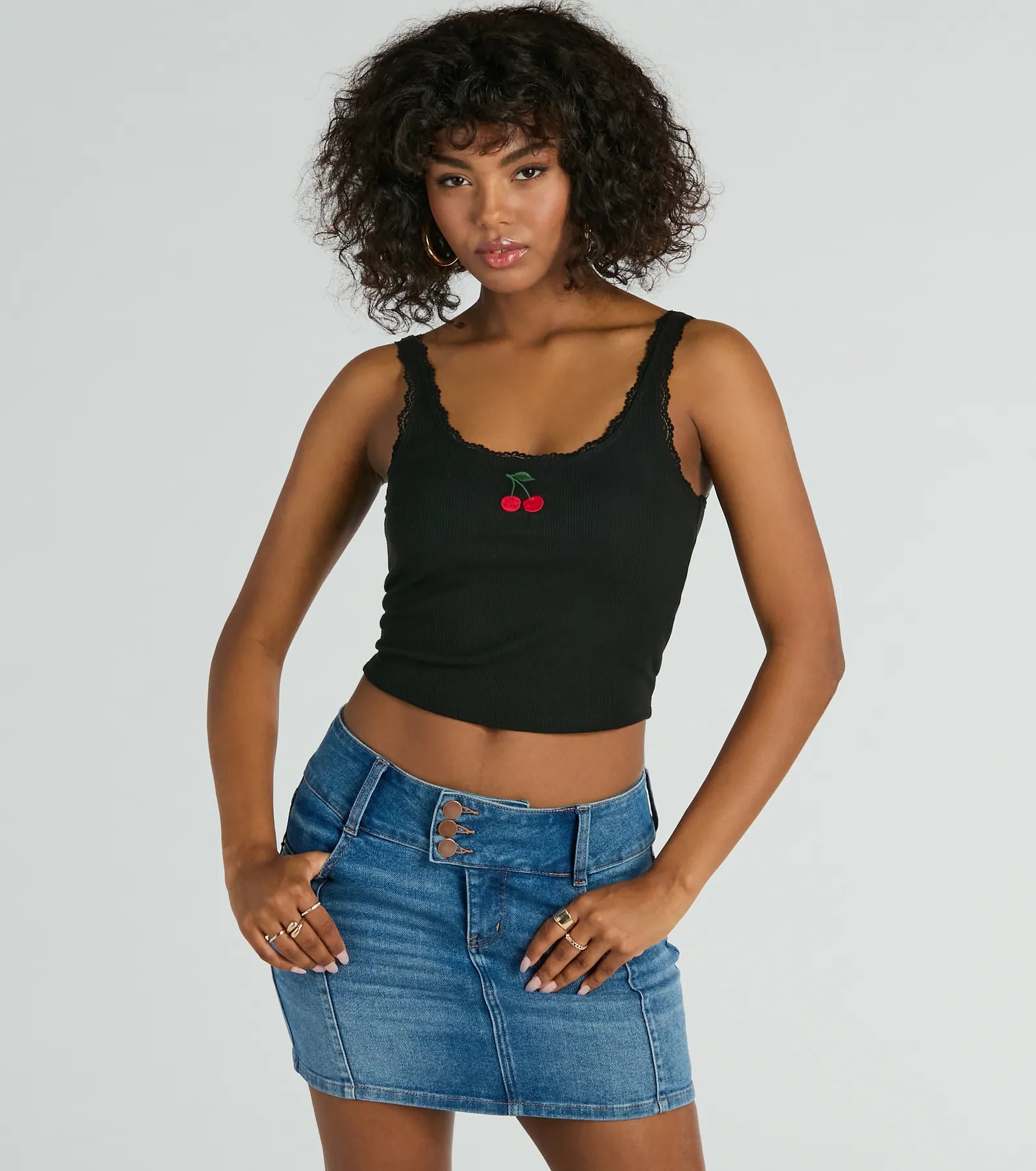 Premium Cherry Lace Crop Top - Sweet & Sassy Style