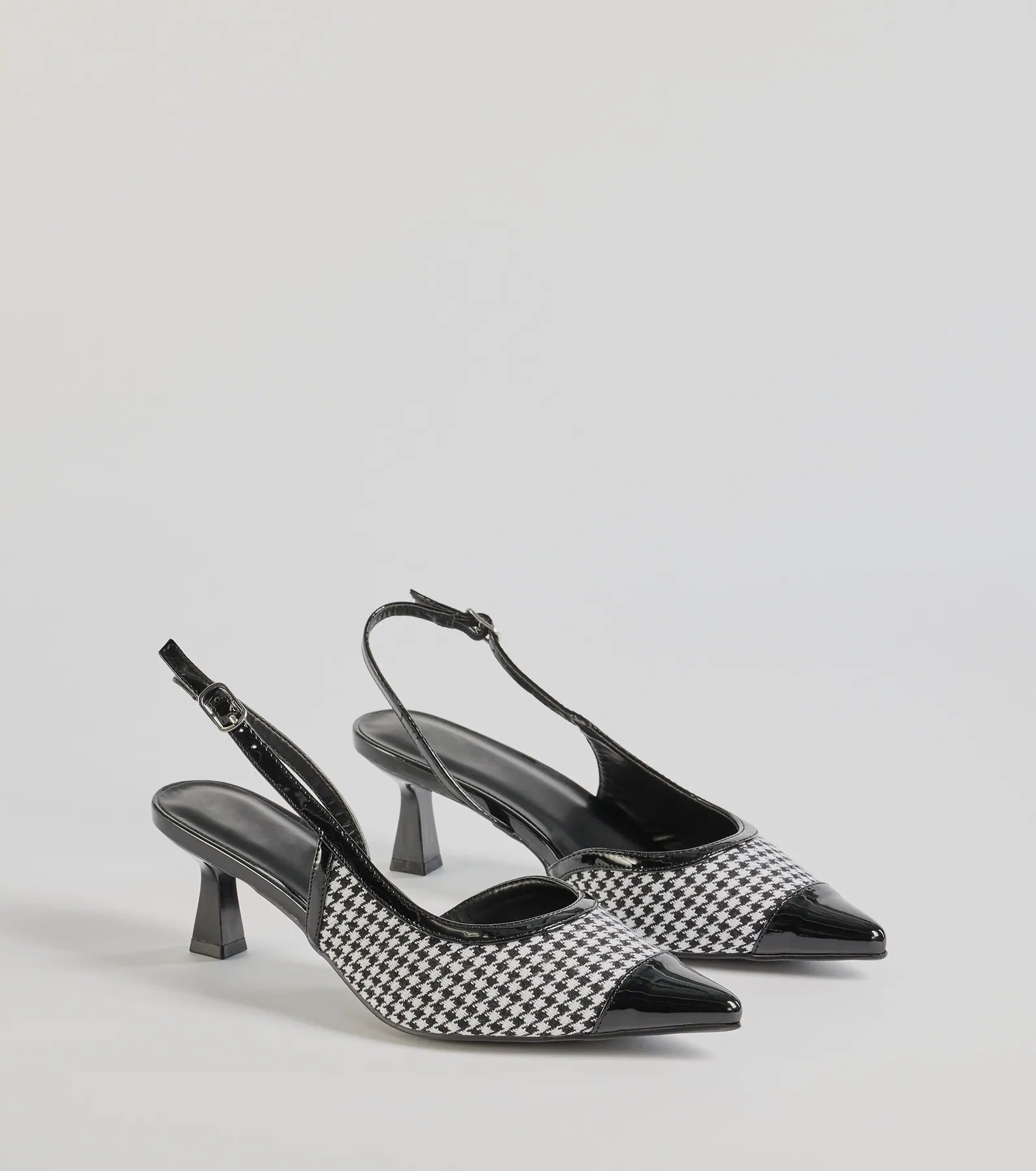 Premium Houndstooth Sling-Back Kitten Heels - Upgrade Your Style