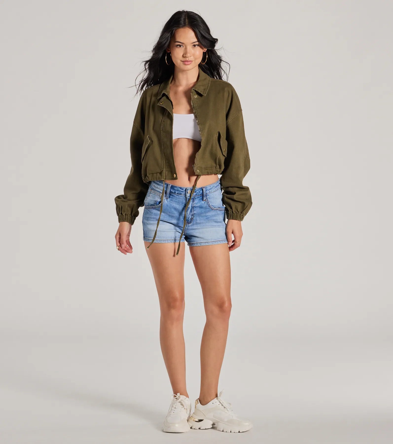 Premium Twill Crop Bomber Jacket - Ultimate Style & Comfort