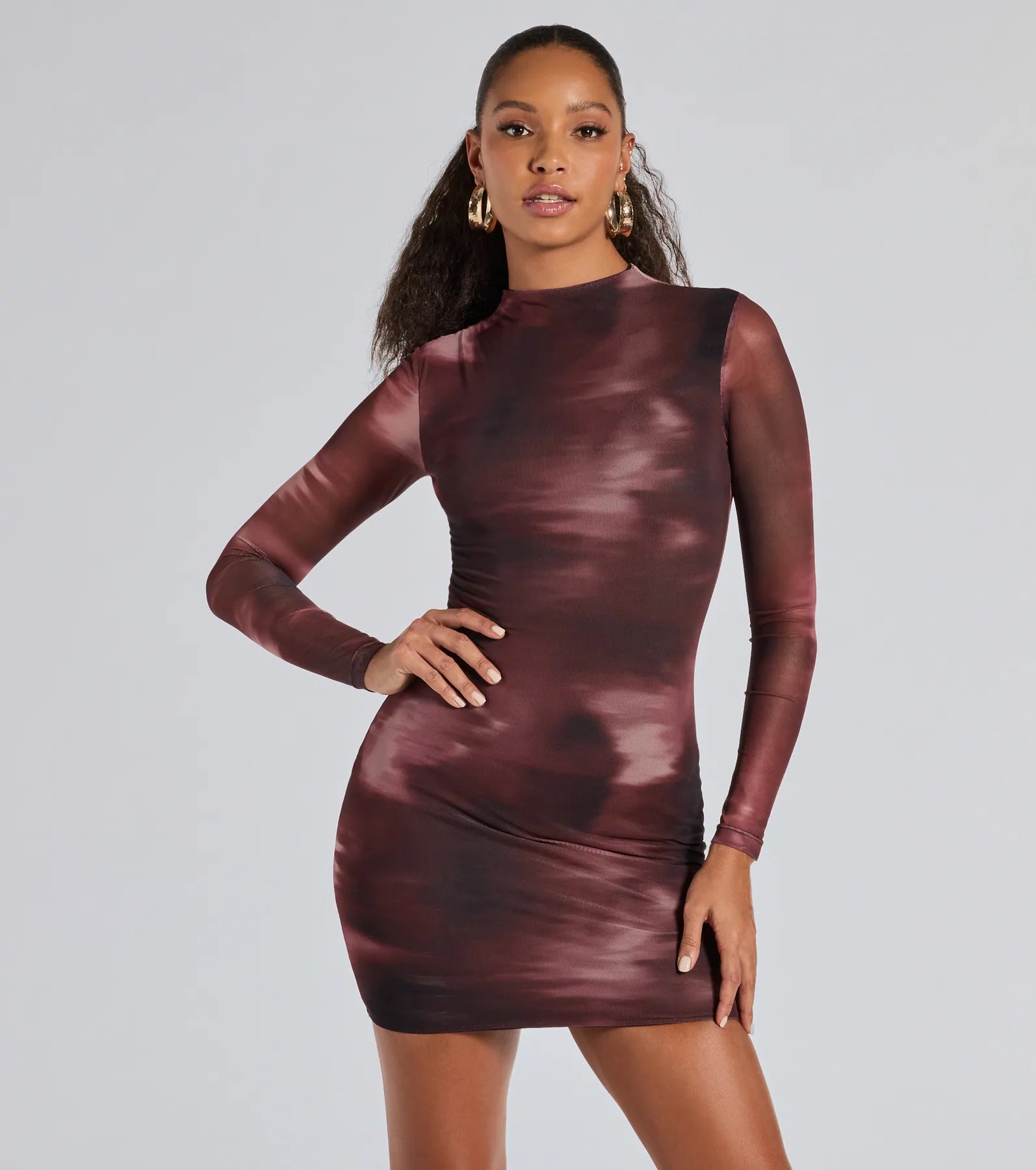 Ultimate Abstract Mock Neck Mini Dress - Premium Fit & Style