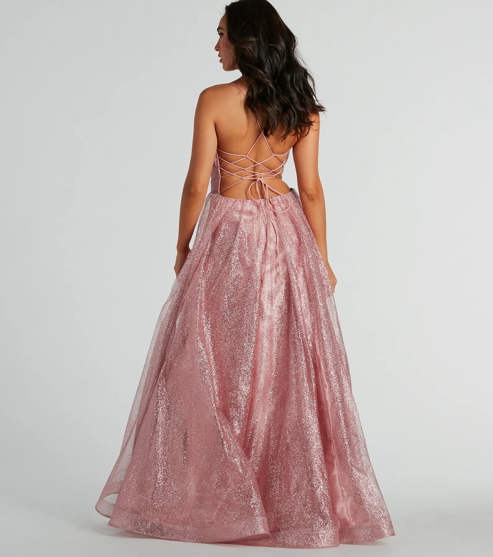 Ultimate Charlie Sweetheart Glitter Lace-Up Gown