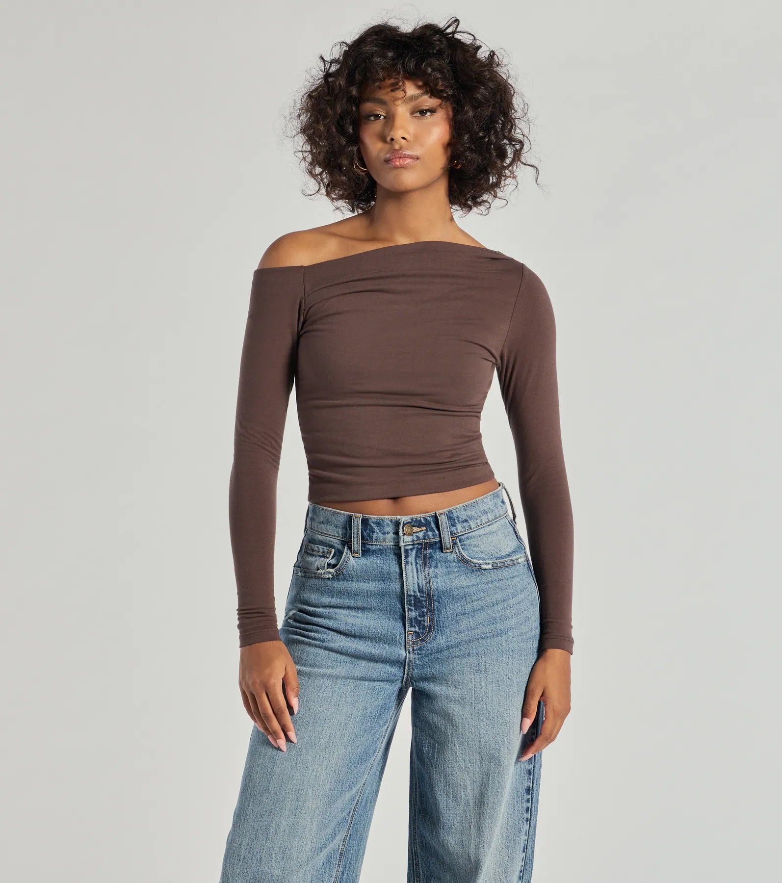 Ultimate Chic Off-Shoulder Long Sleeve Crop Top