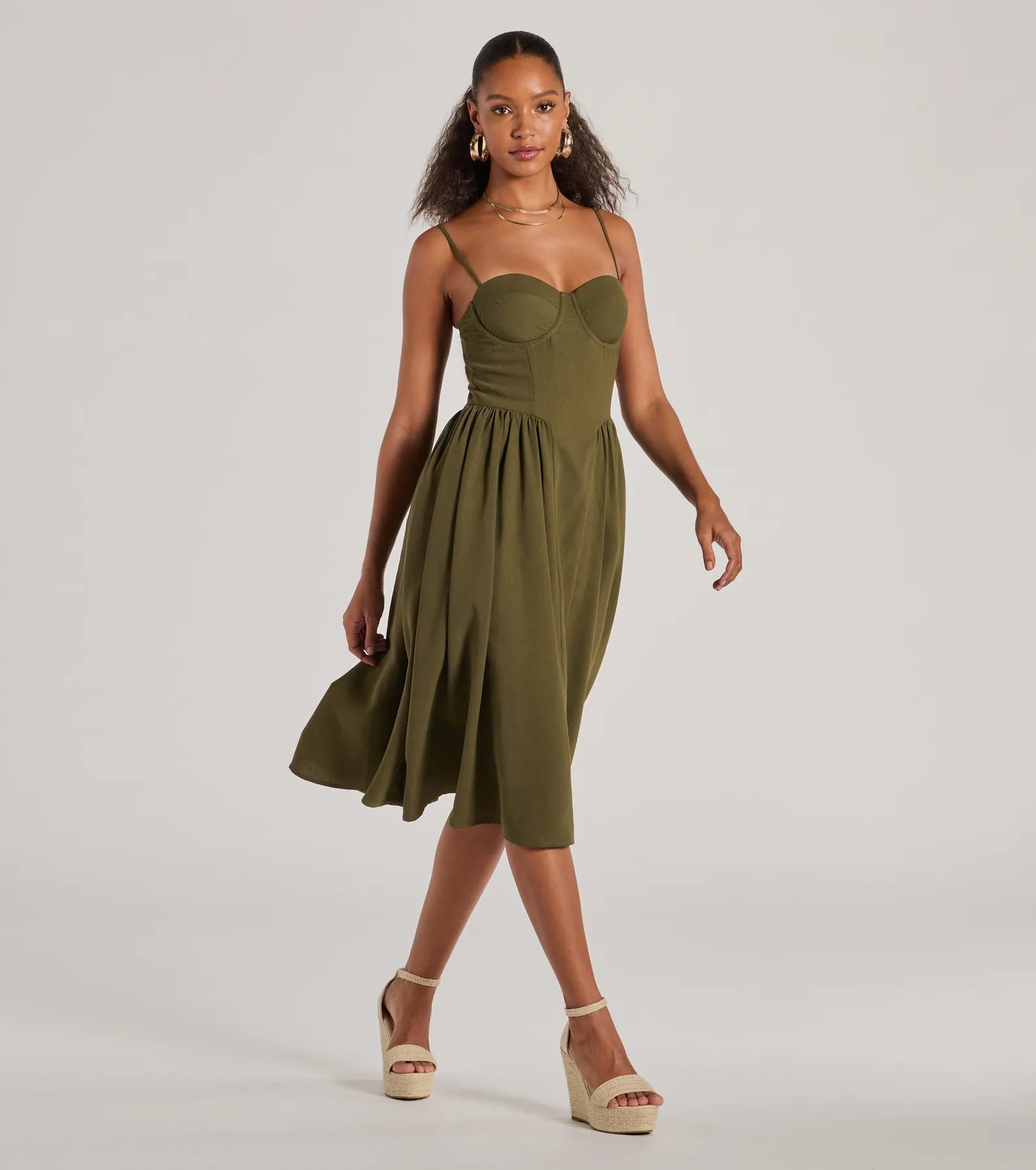 Ultimate Blissful Afternoons Corset A-Line Midi Dress