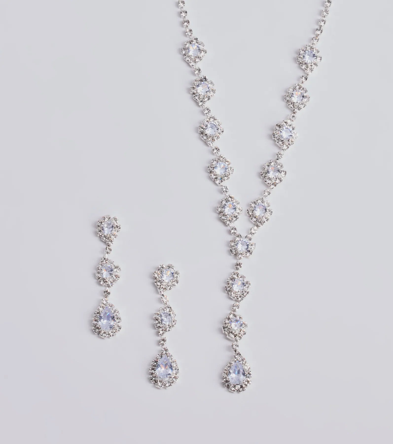 Ultimate Luxe Rhinestone Lariat Necklace & Earrings Set - Elevate Your Glamour