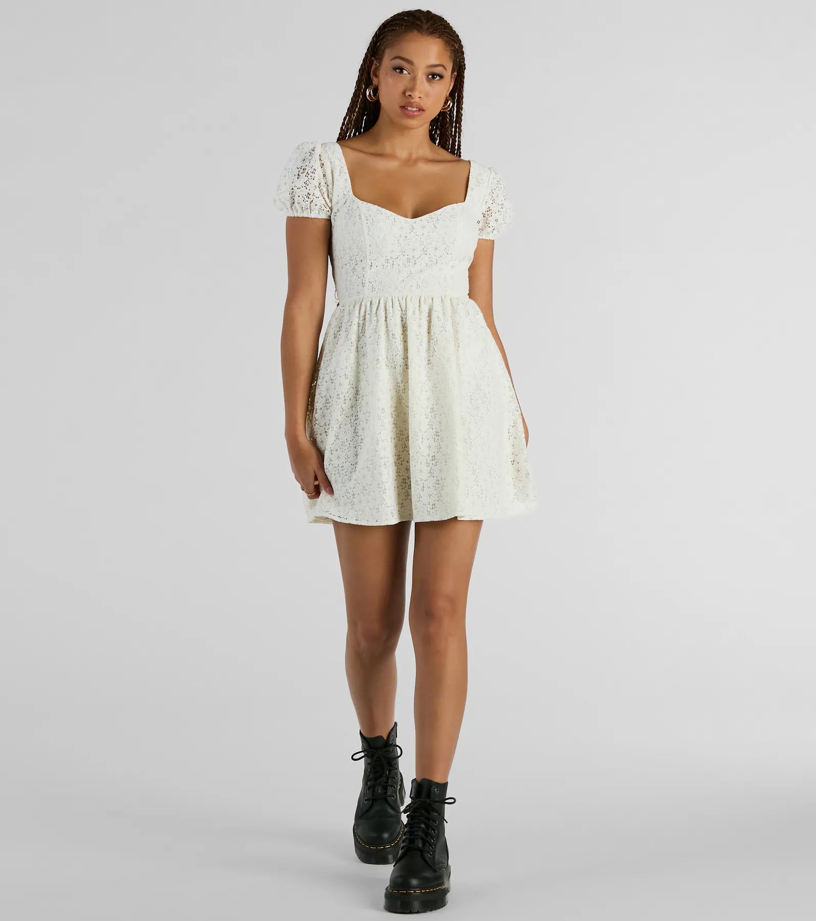 Ultimate Eyelet Lace Bow Tie-Back Skater Dress