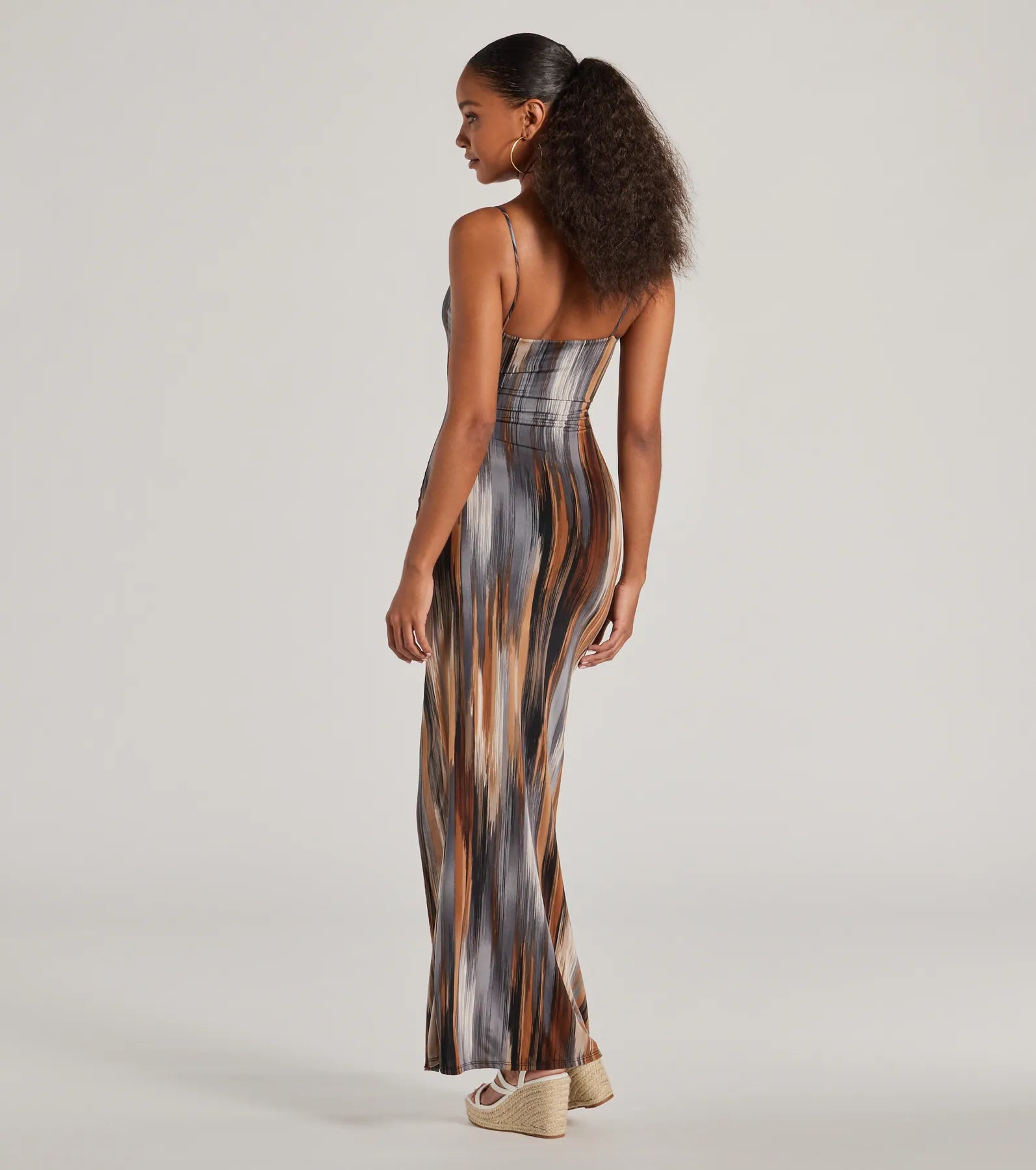 Premium Island Escape Cutout Maxi Dress - Abstract Print