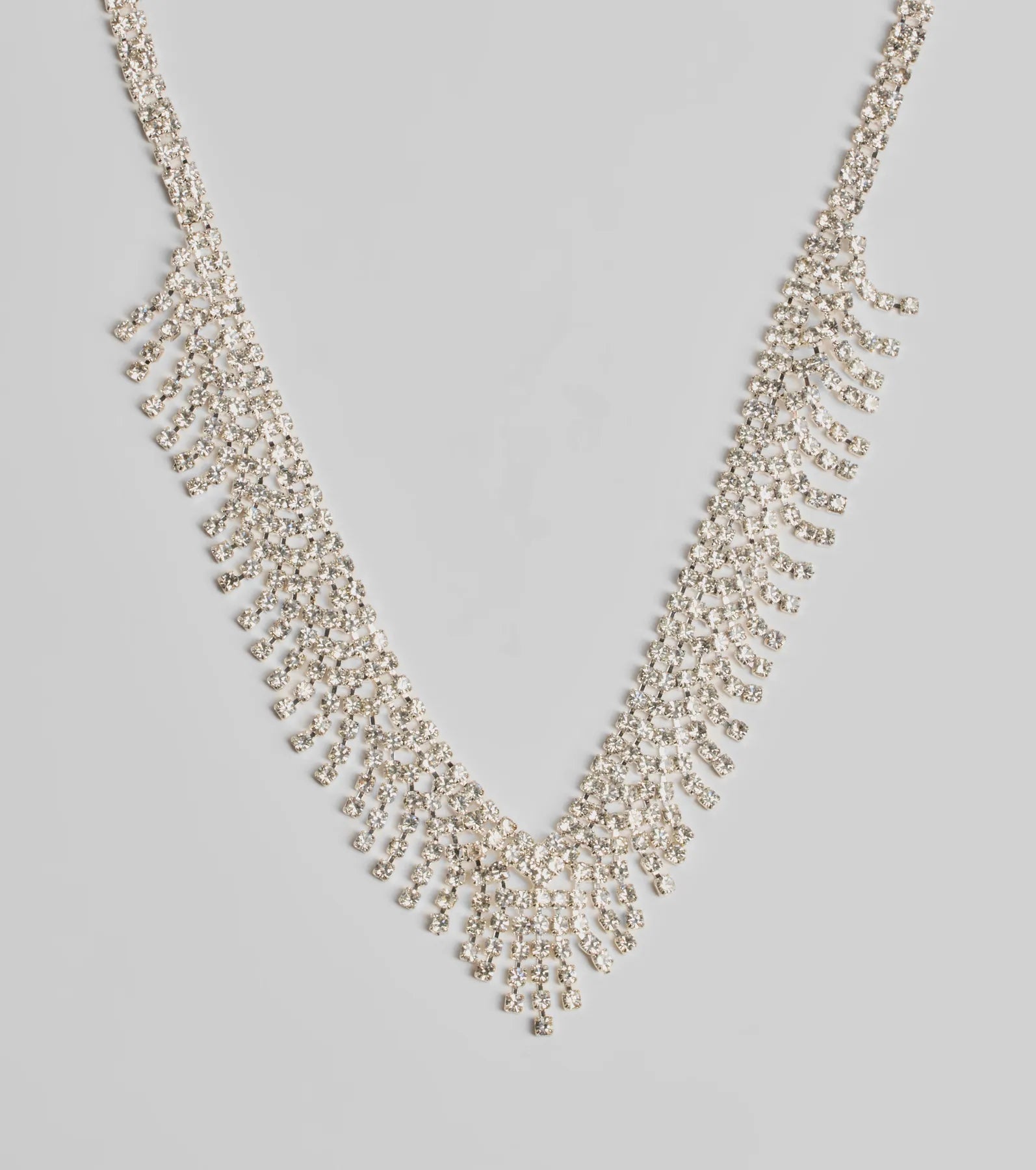 Ultimate Glam Edge Rhinestone Fringe Necklace - Premium Elegance