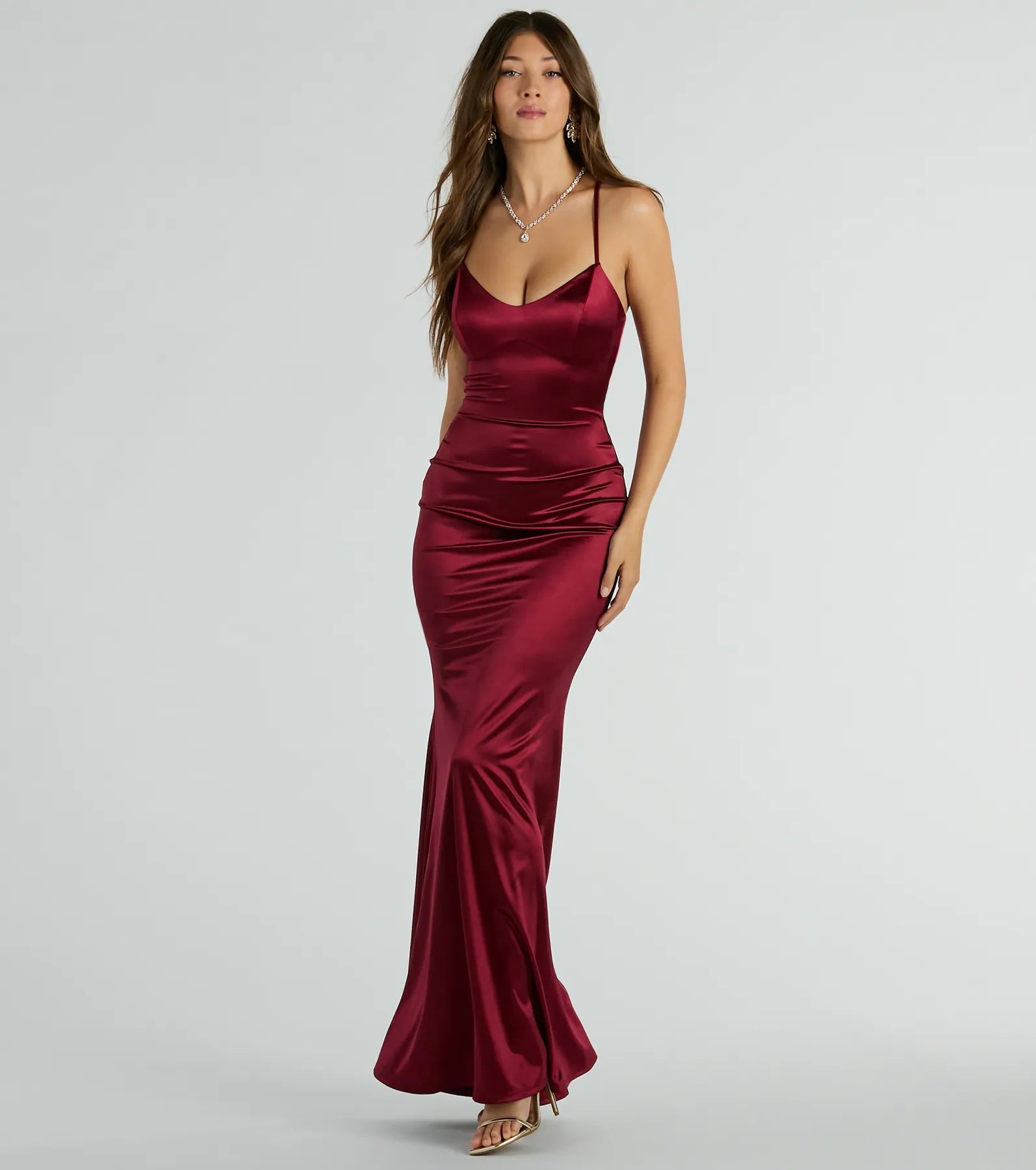 Ultimate Elegance Emmie Lace-Up Mermaid Satin Gown