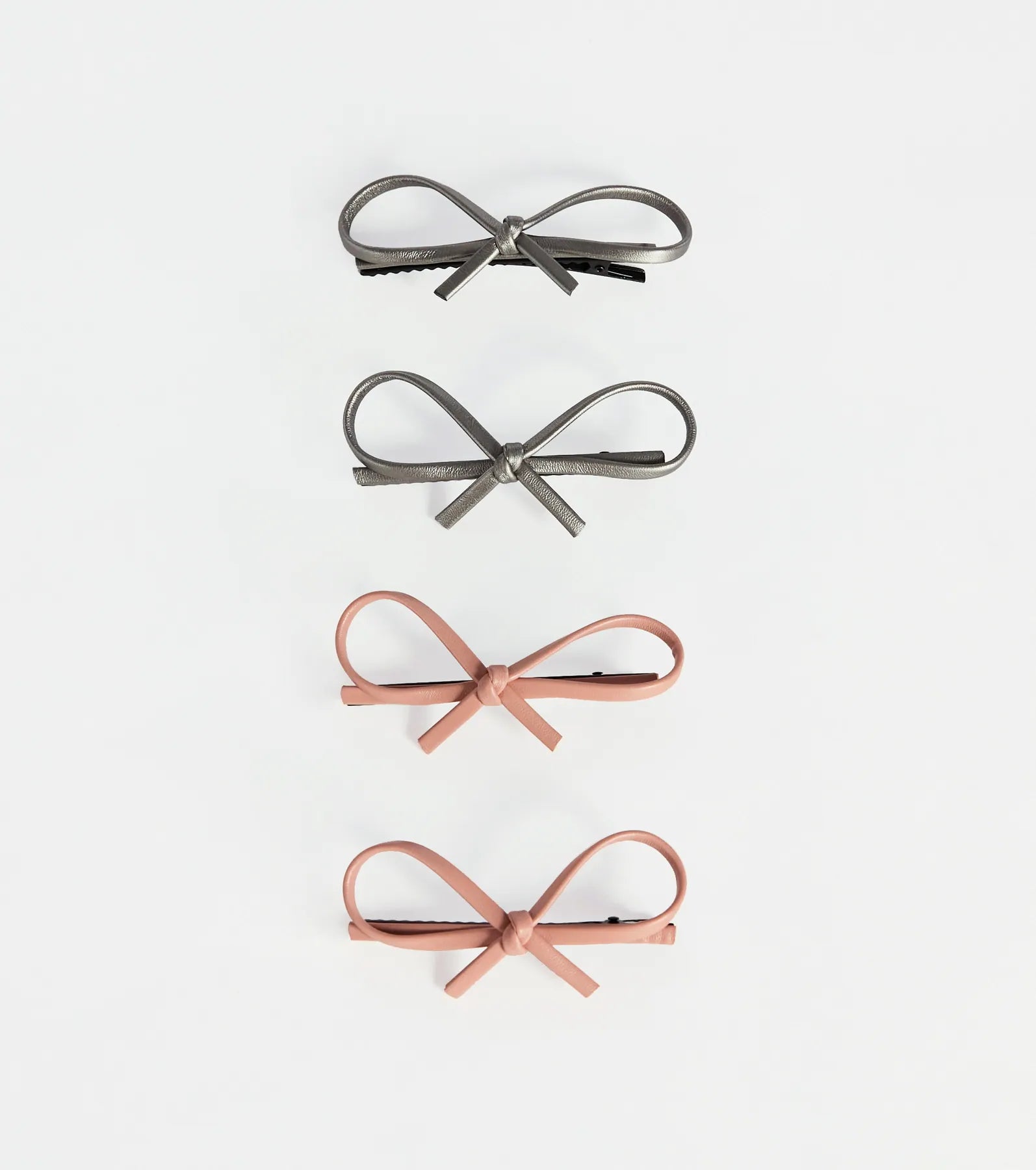 Ultimate Sleek Chic Faux Leather Hair Bow Clip Set - Upgrade Your Style