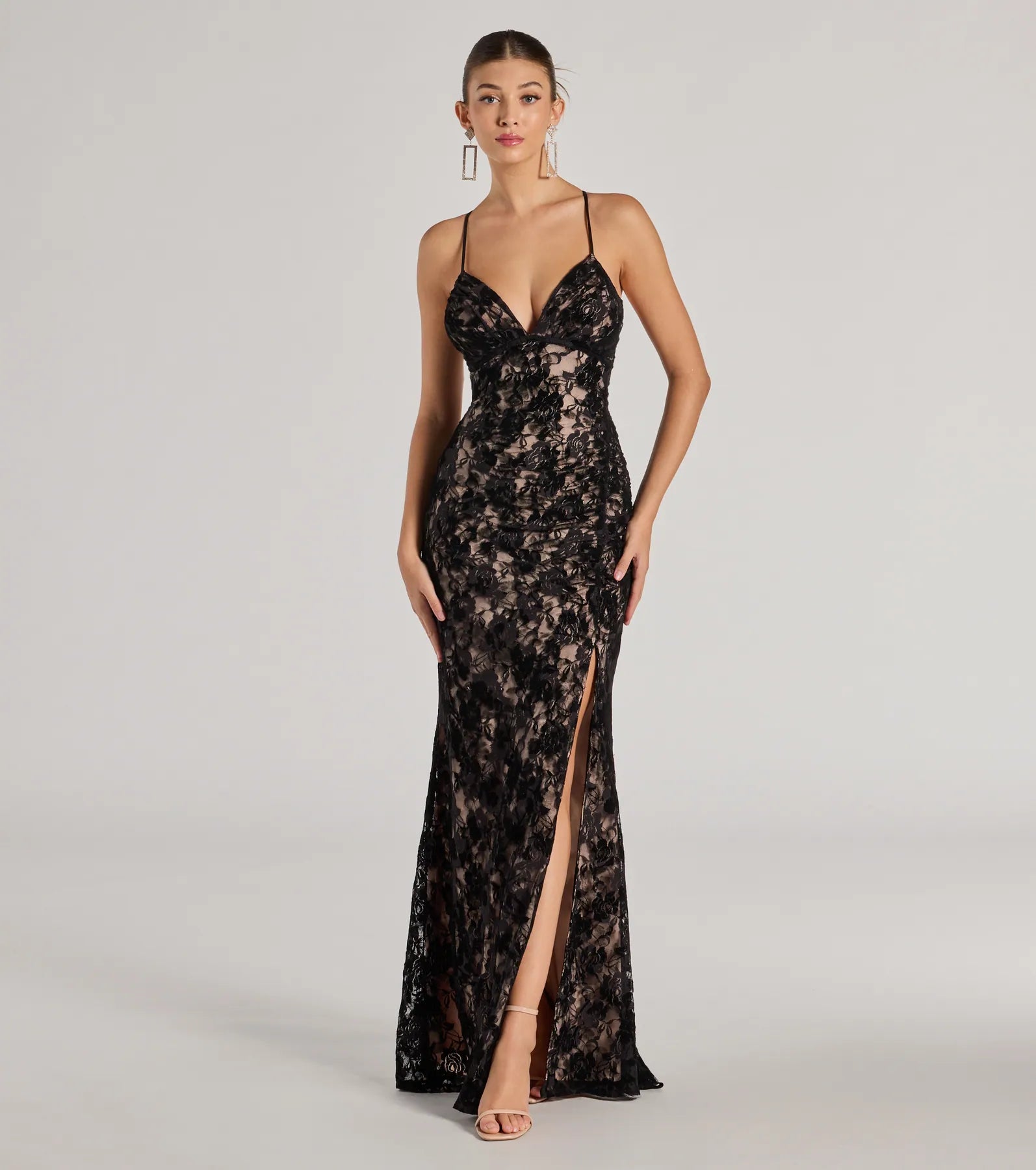 Ultimate Mckenna Velvet Flocked Lace Mermaid Dress - Premium Elegance