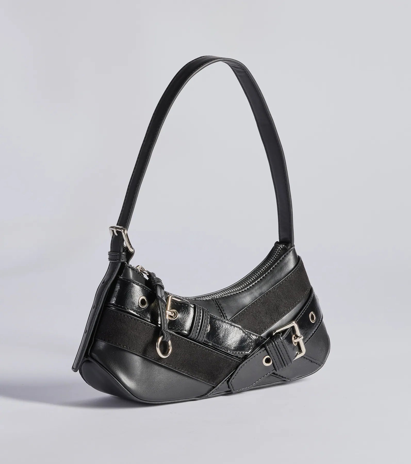 Premium Bold Buckles Faux Leather Handbag - Ultimate Style Upgrade