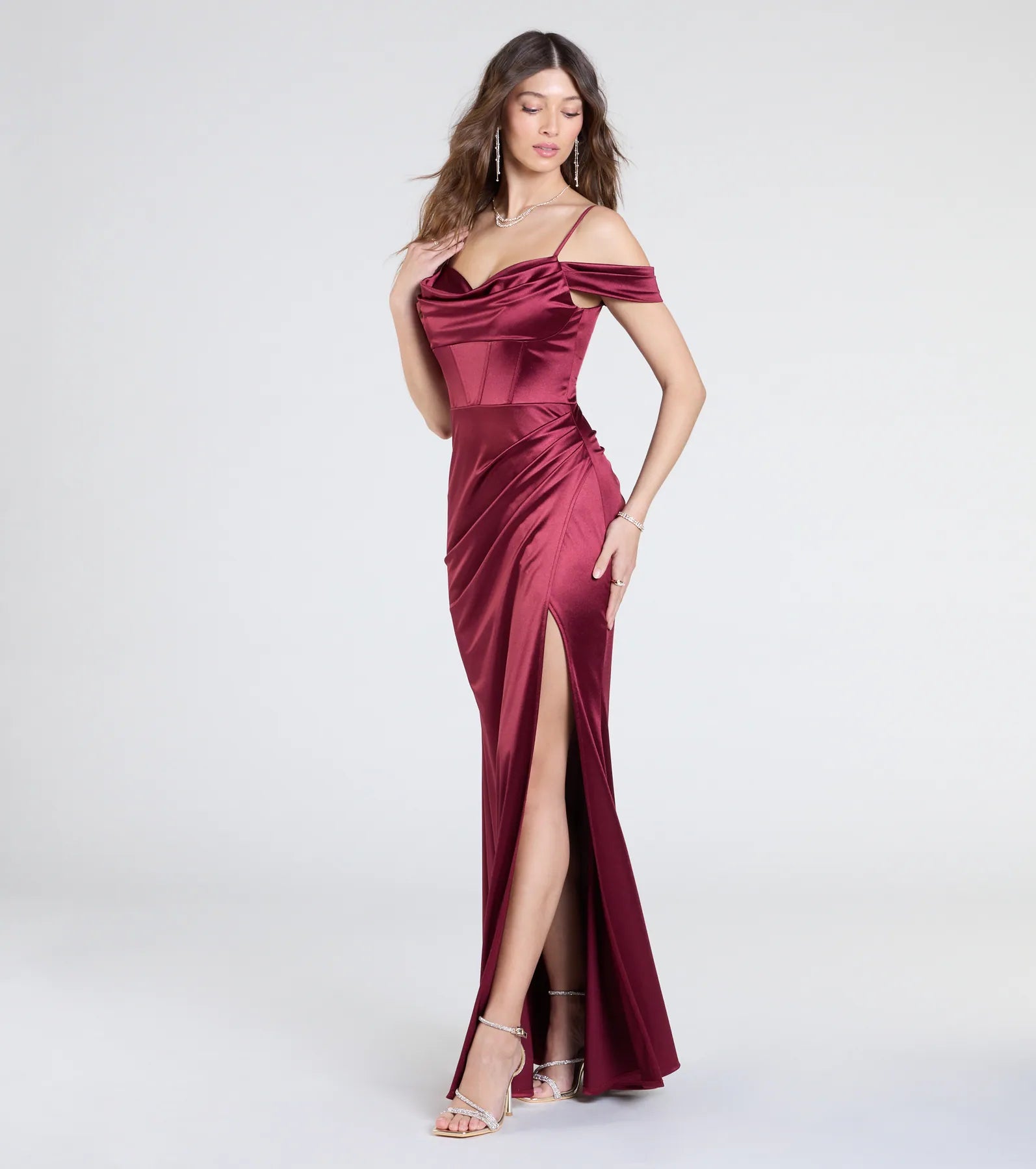 Ultimate Trista Cold Shoulder Satin Formal Dress - Statement Elegance