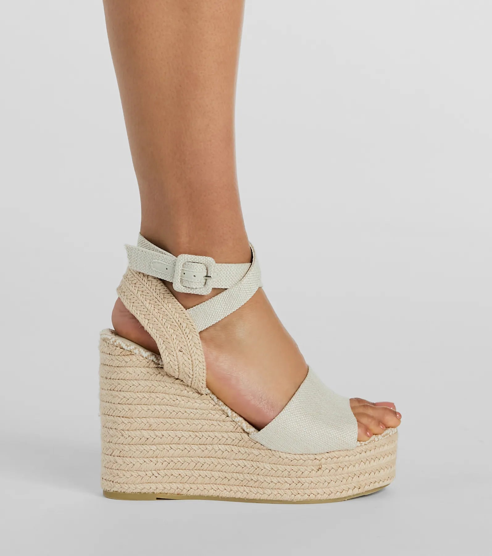 Premium Summer Linen Espadrille Wedges