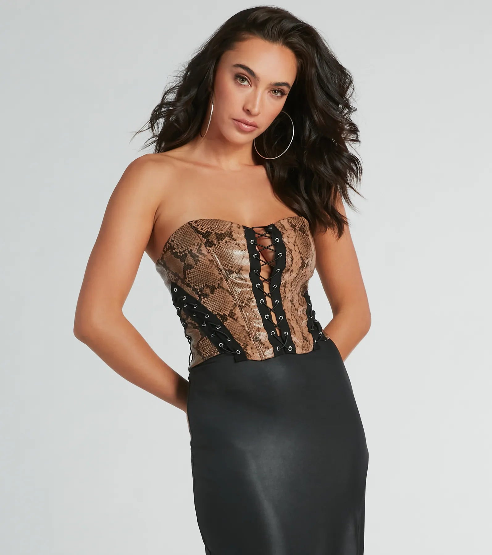 Ultimate Snake Print Faux Leather Corset Top - Sleek & Stylish