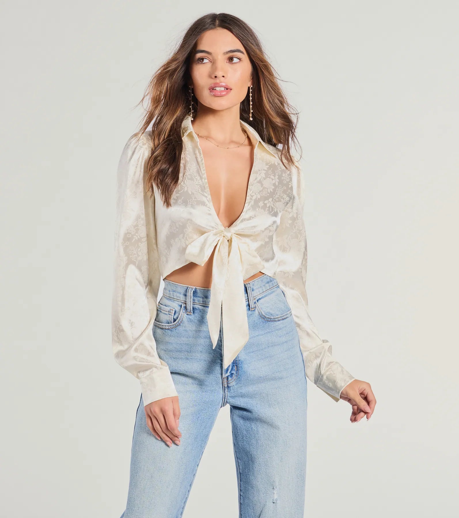 Premium Luxe Tie-Front Satin Crop Top