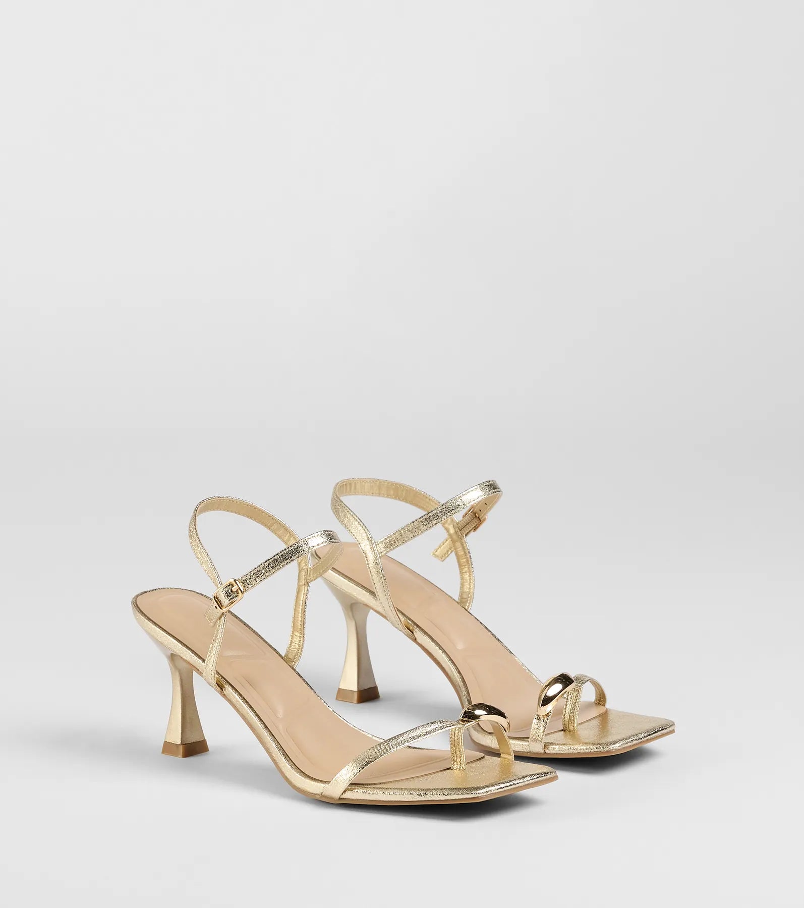 Ultimate Strappy Kitten Heels - Gold Accent