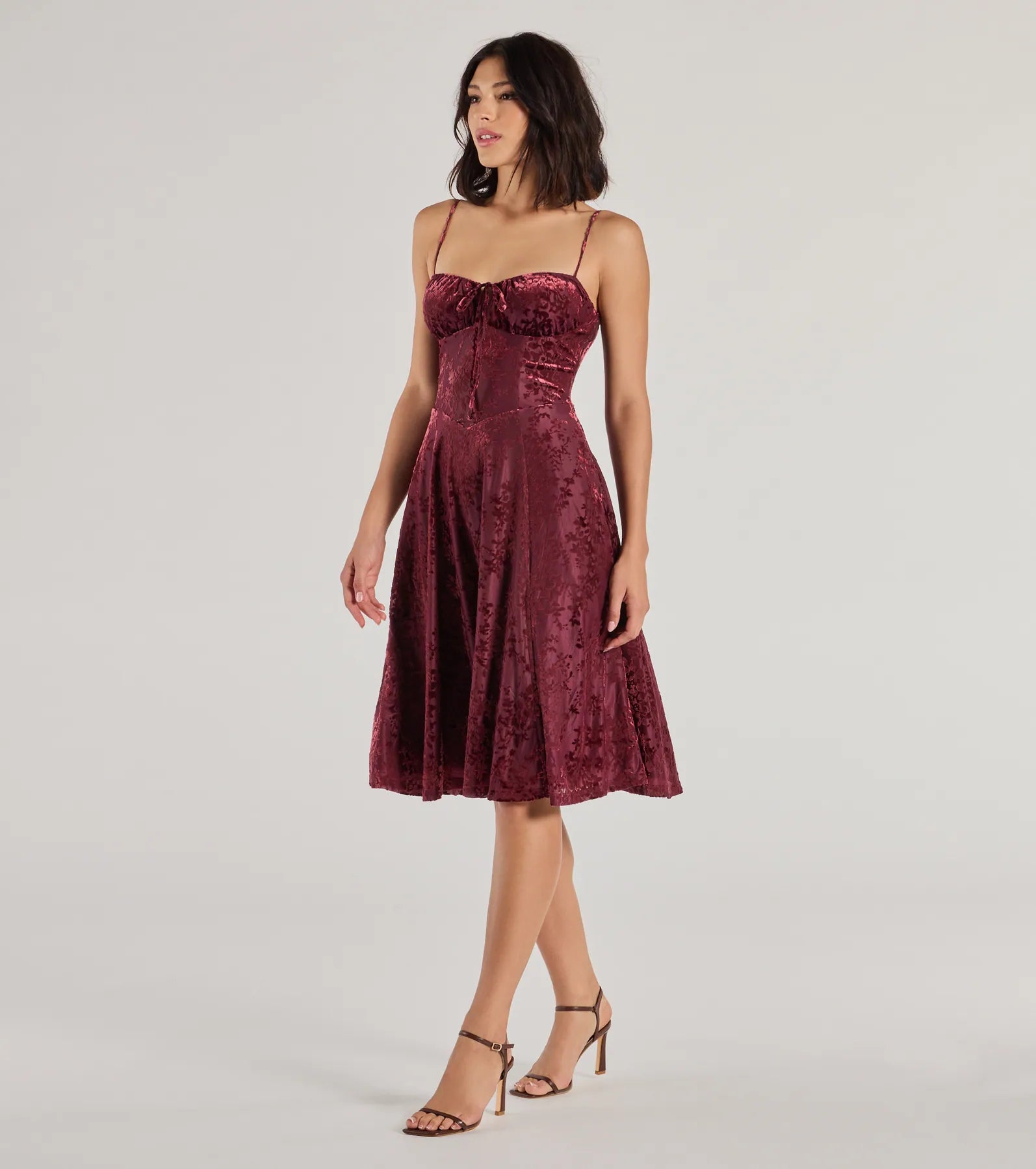 Premium Floral Velvet Mesh Midi Dress - Ultimate Chic Style