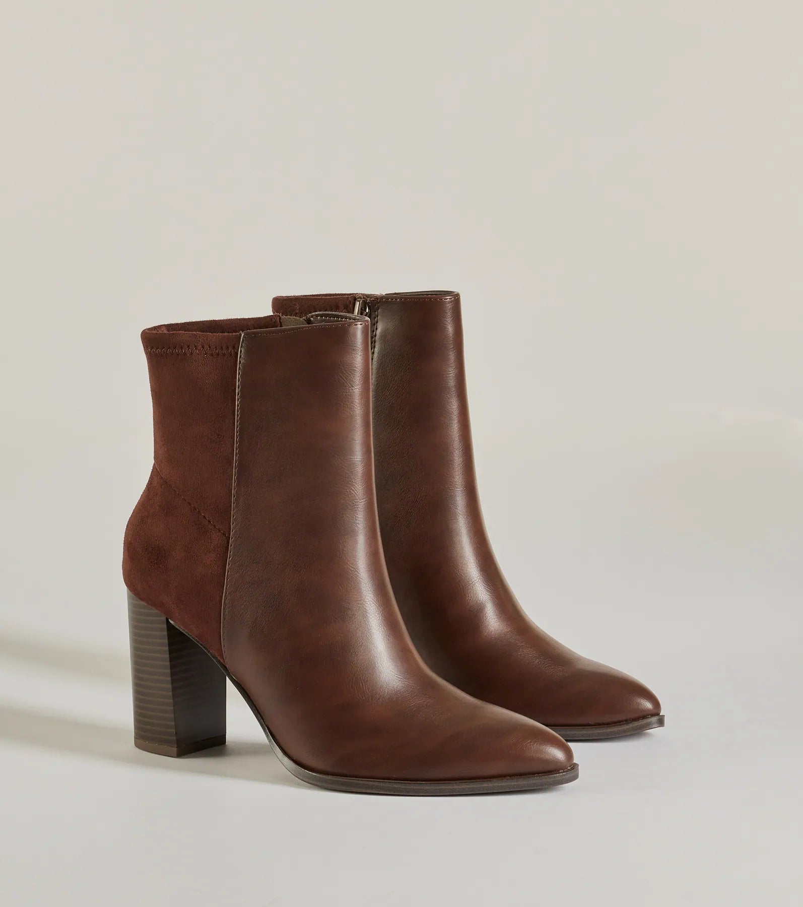 Premium Chic Faux Leather & Suede Ankle Booties - Ultimate Style Upgrade