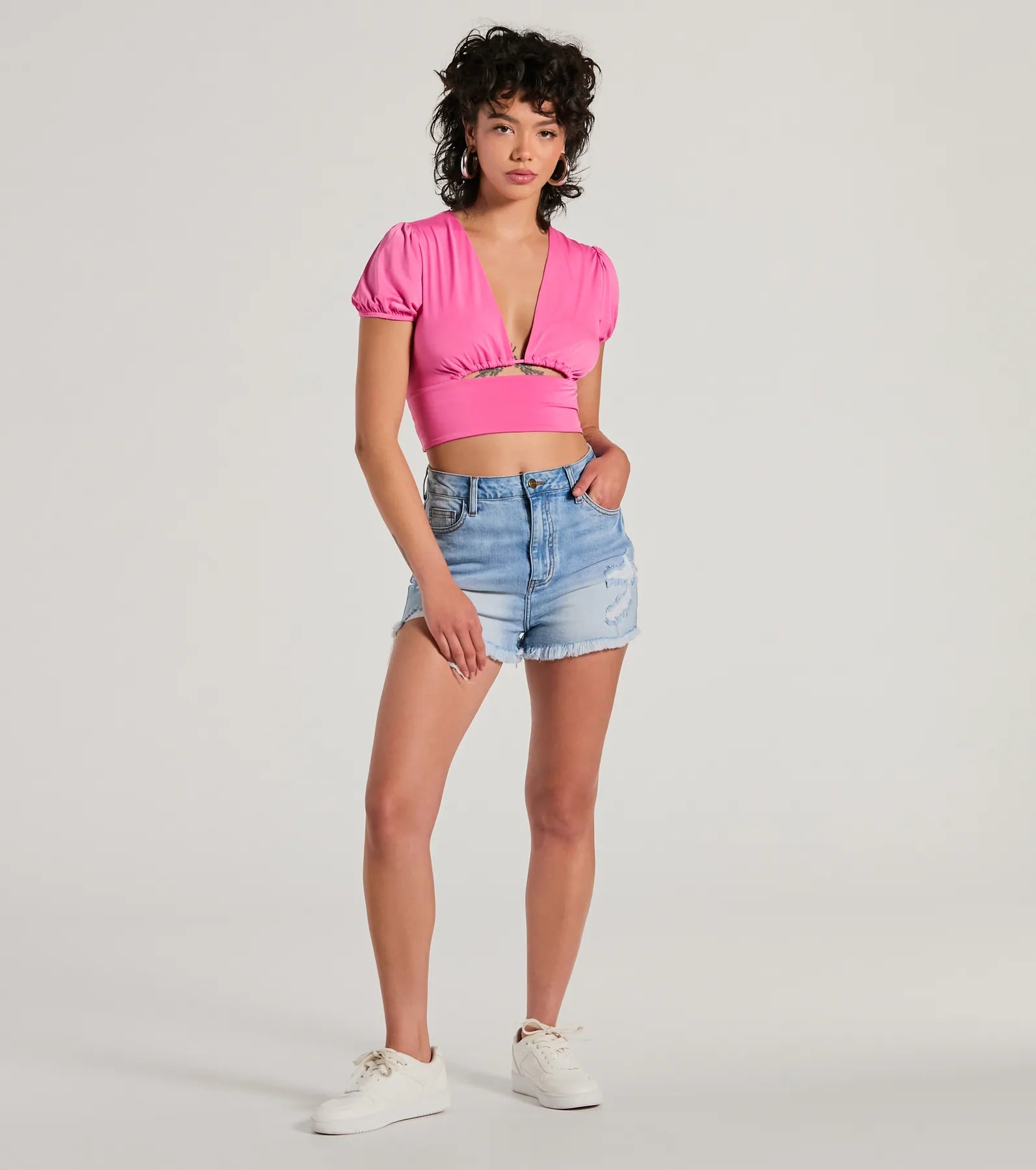 Ultimate Chic Puff Sleeve Cutout Crop Top