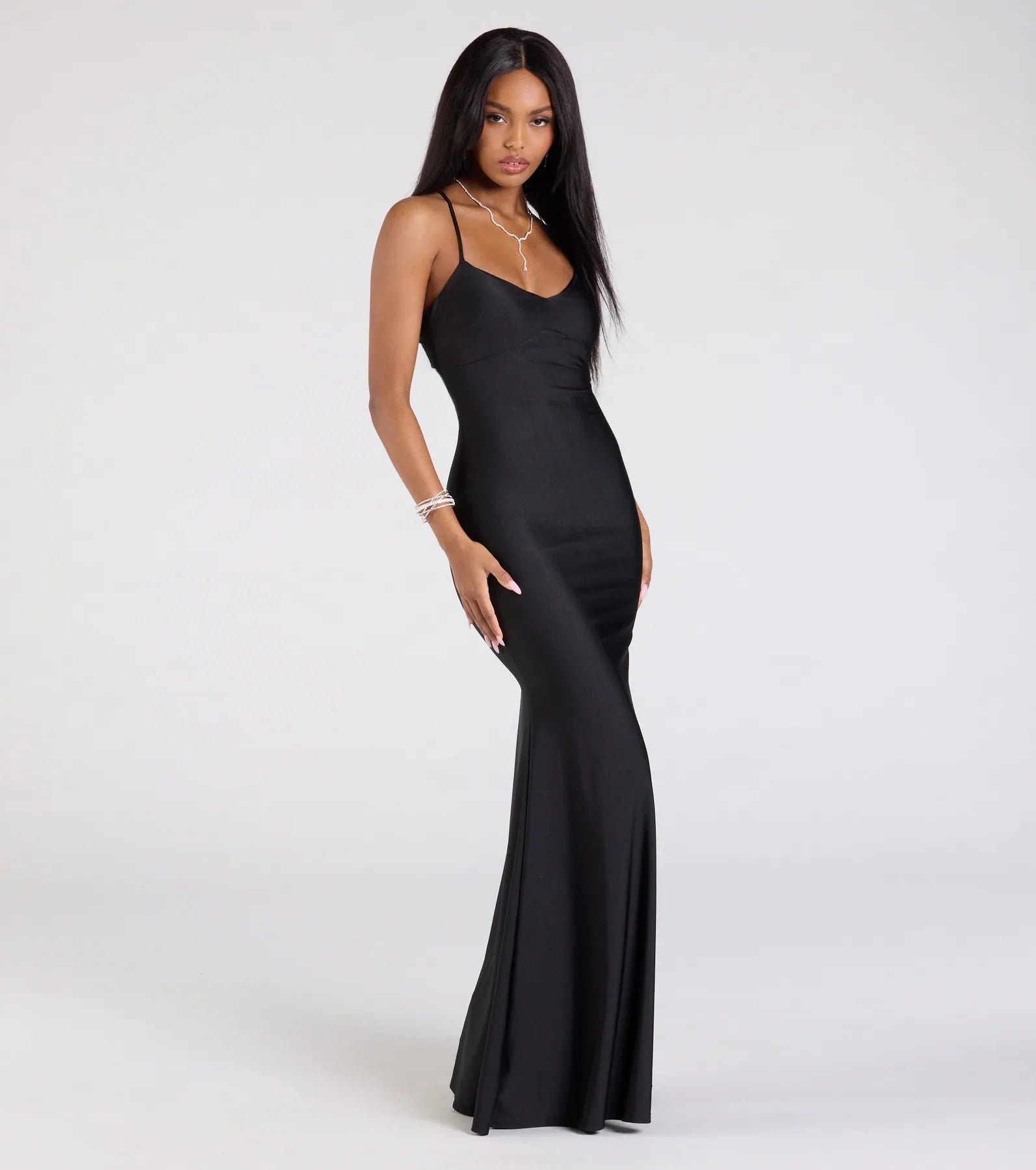 Premium Mindy Strappy Back Mermaid Gown - Ultimate Formal Elegance