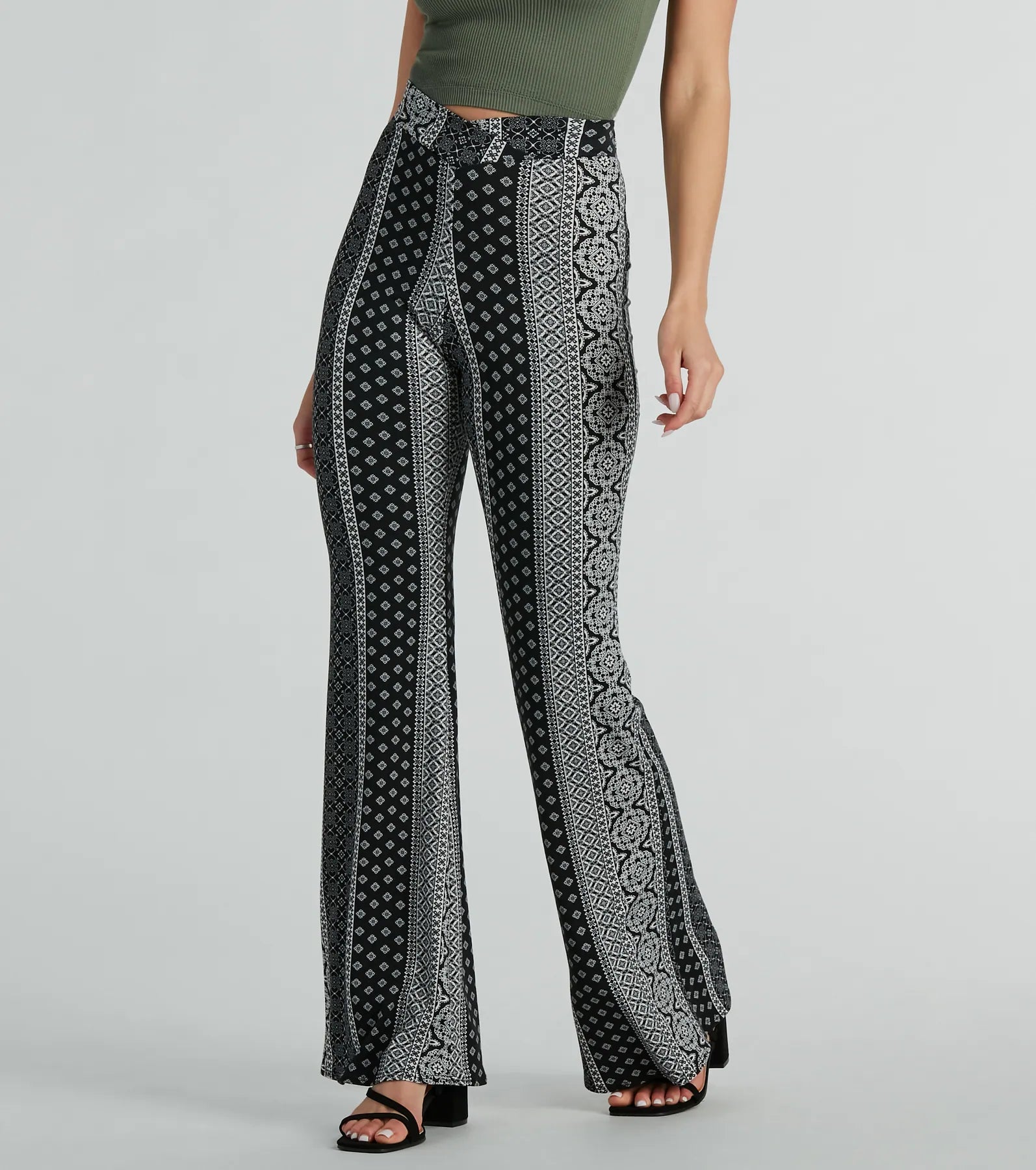 Premium Boho Print Knit Flare Pants - Ultimate Festival Style