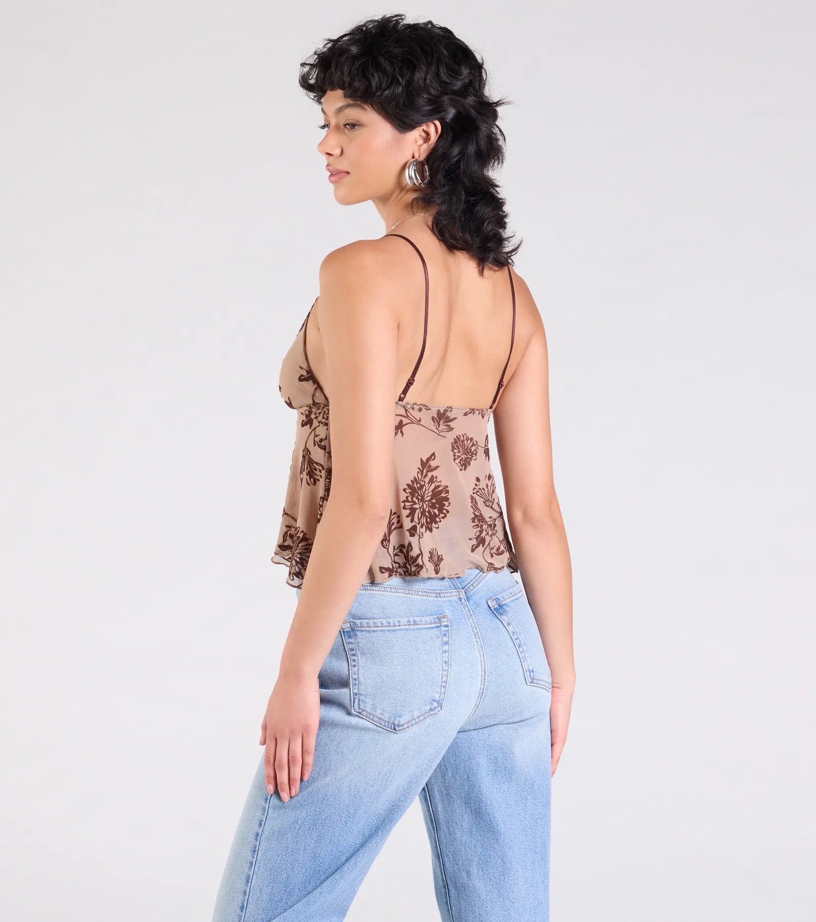 Ultimate Sultry Floral Velvet V-Neck Crop Top