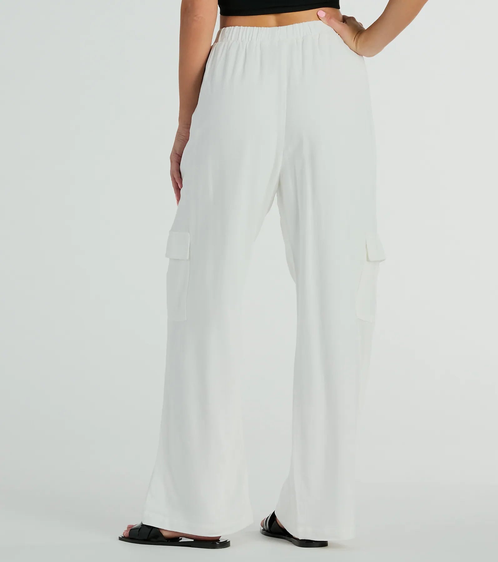 Premium Golden Hour High-Rise Cargo Wide-Leg Linen Pants - Ultimate Comfort & Style