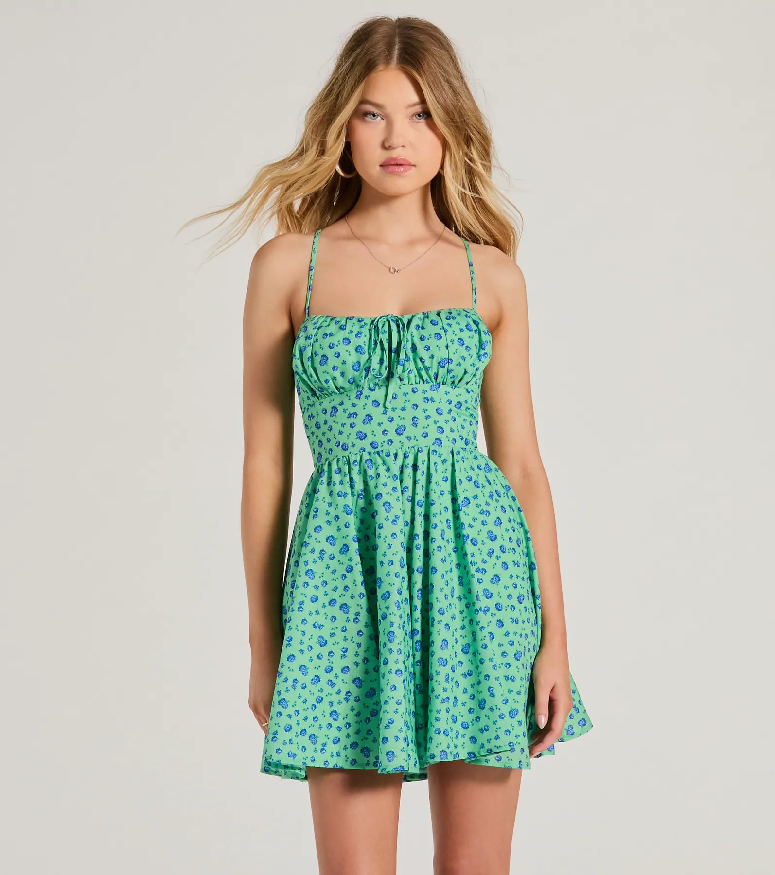 Ultimate Floral Lace-Up Skater Dress - Think About Me