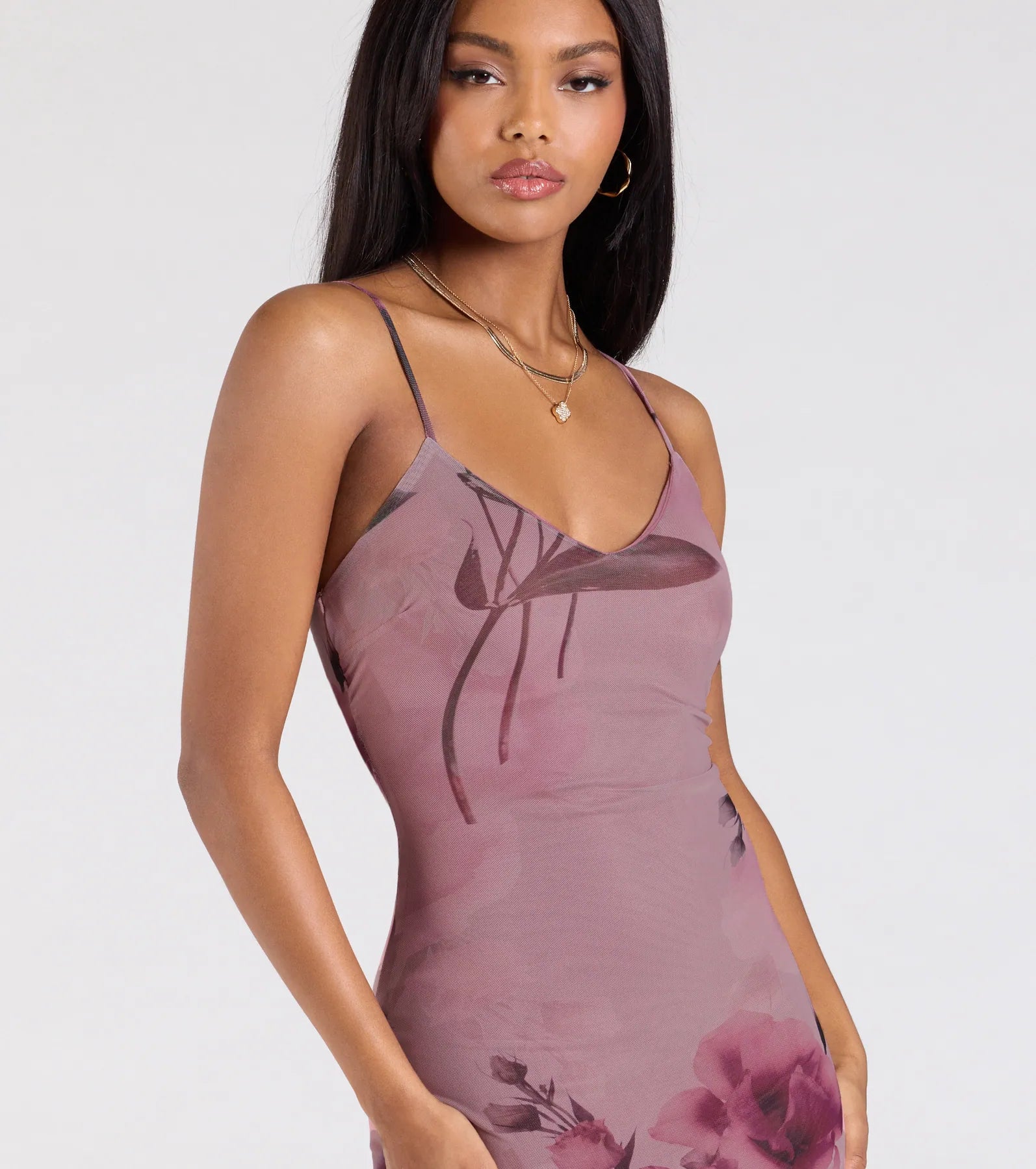 Ultimate Love Language Floral Print Mesh Maxi Dress