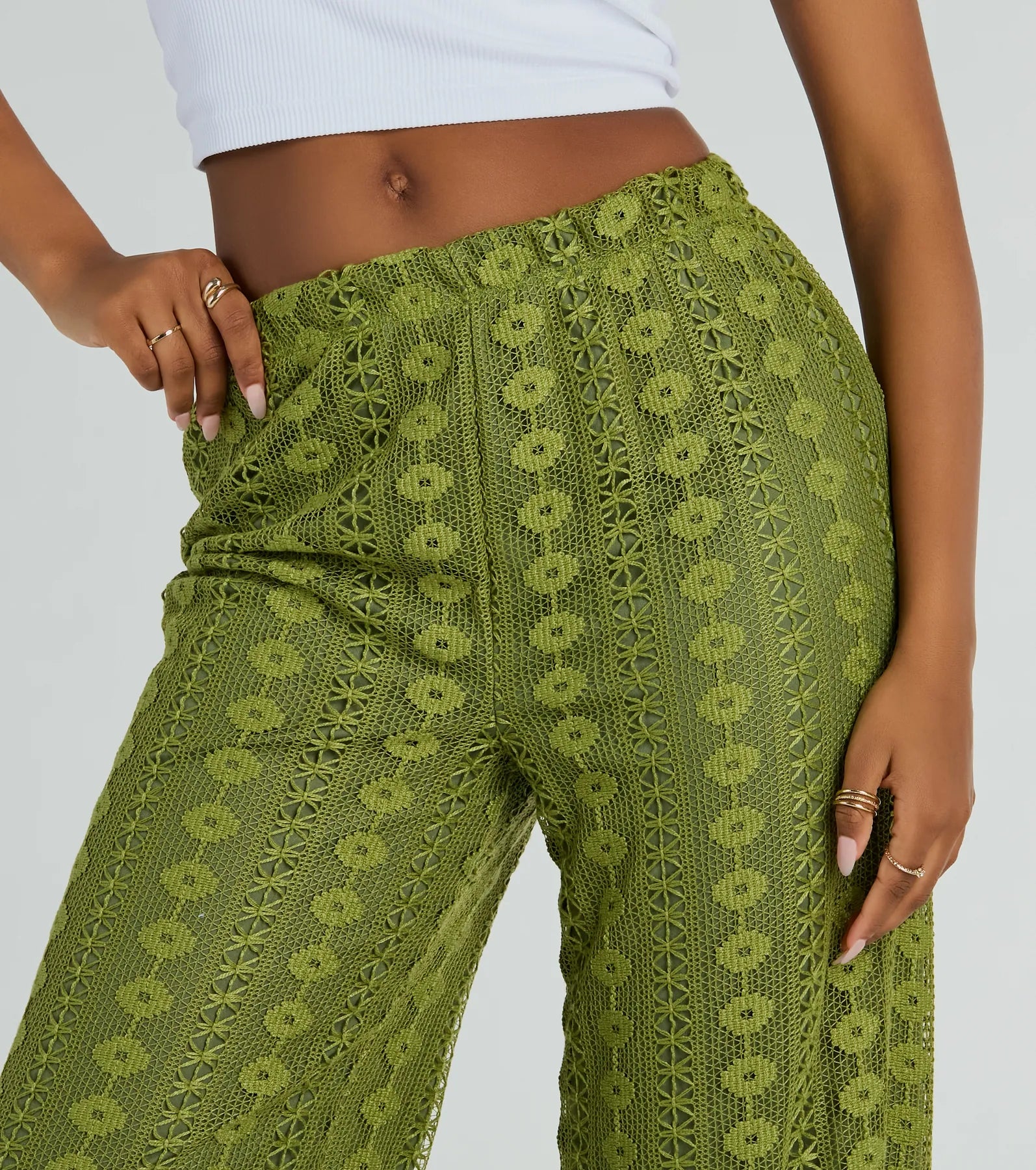 Premium Weekend Breeze High-Rise Crochet Palazzo Pants