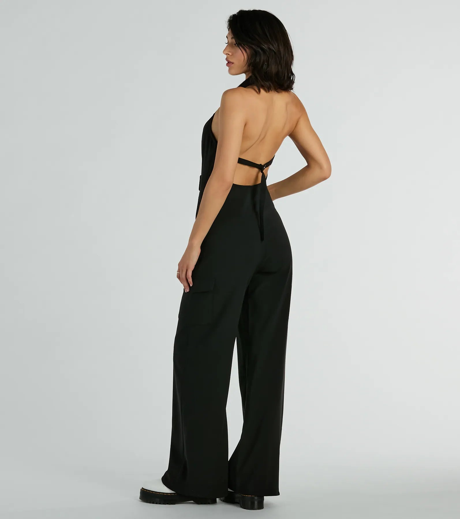 Ultimate Trendsetter Cargo Jumpsuit - Zip-Front & Open Back Design