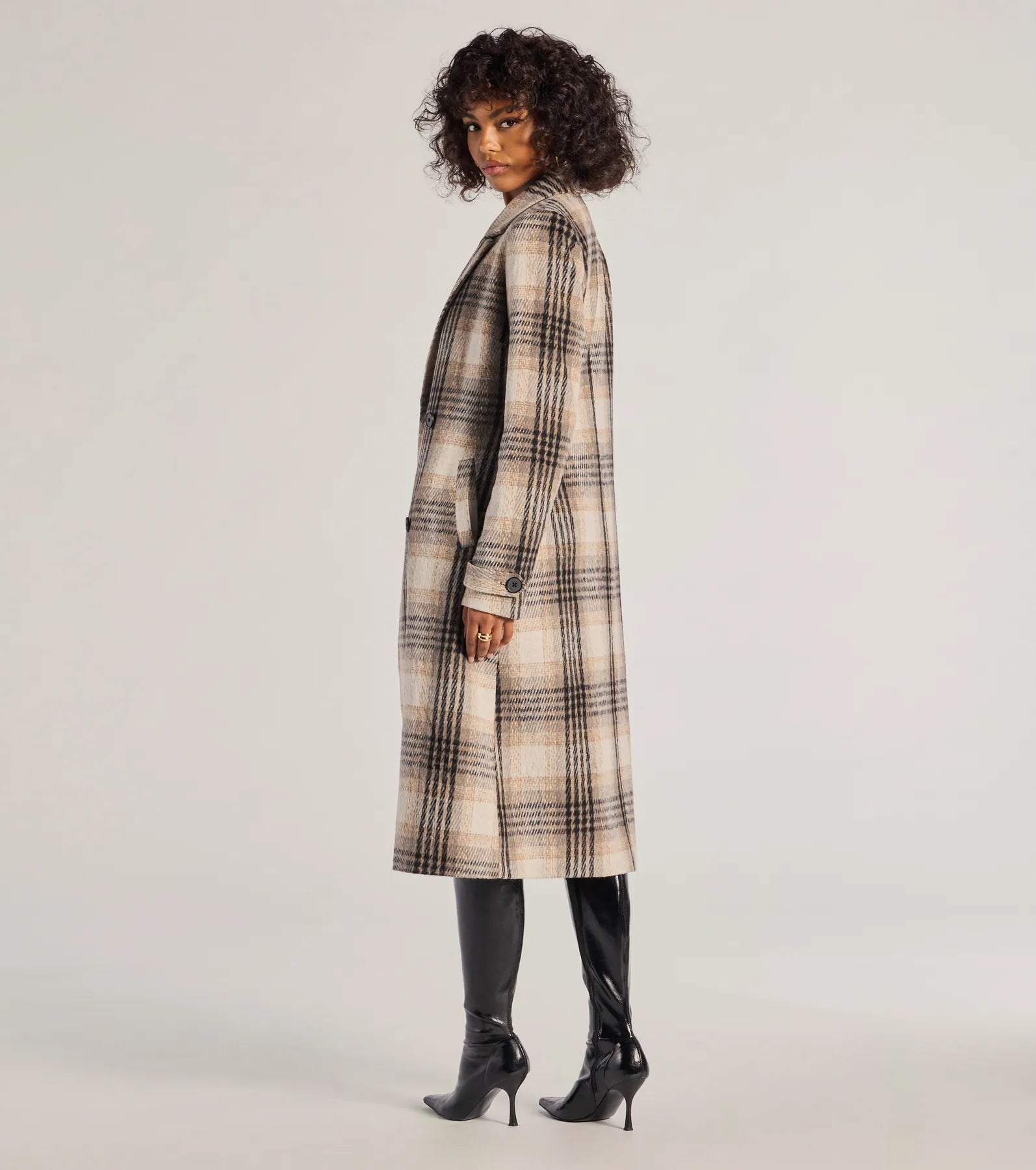 Premium Classic Charm Plaid Trench Coat - Timeless Elegance