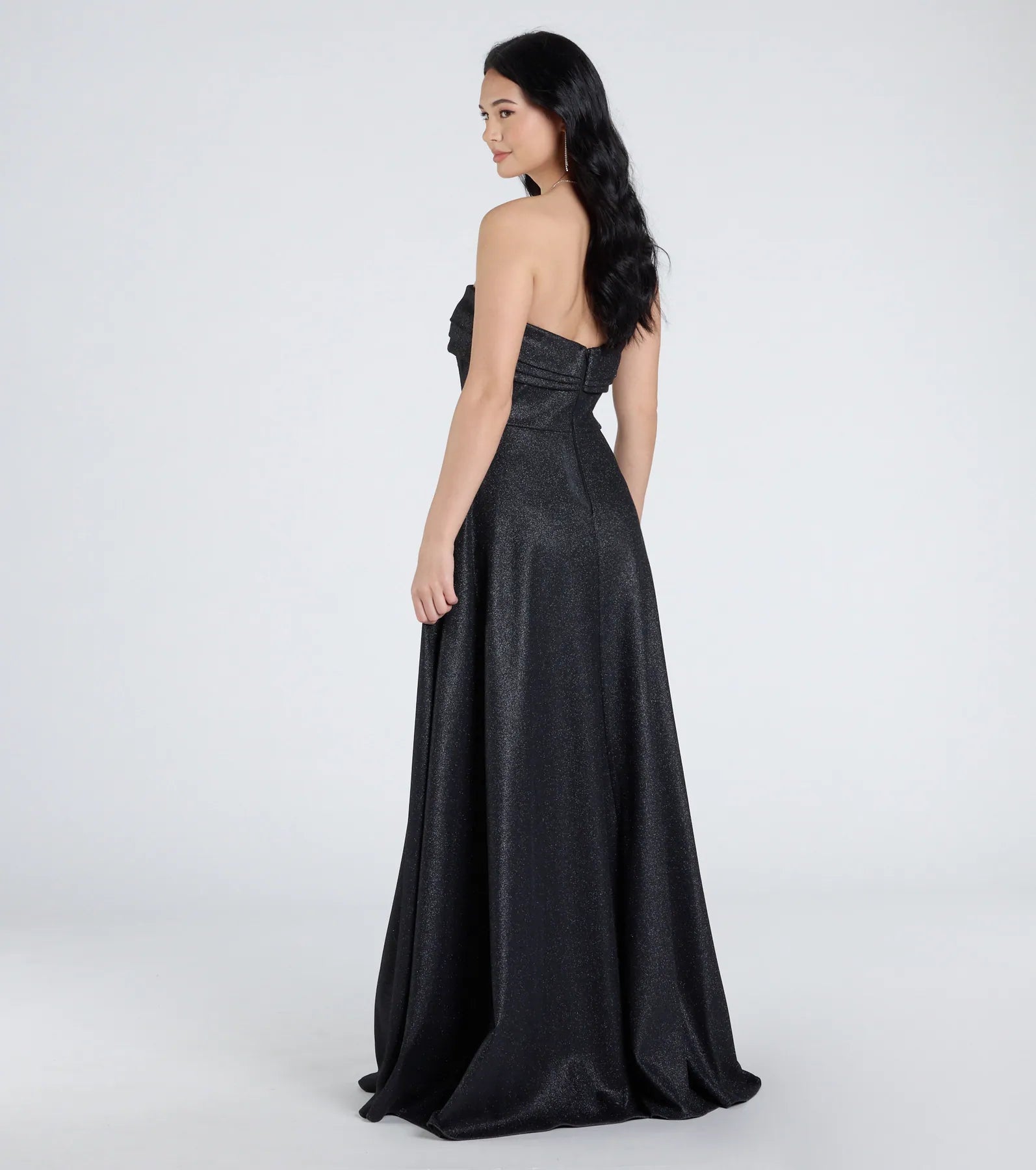 Ultimate Glam Peyton Strapless A-Line Formal Dress with Slit & Pockets