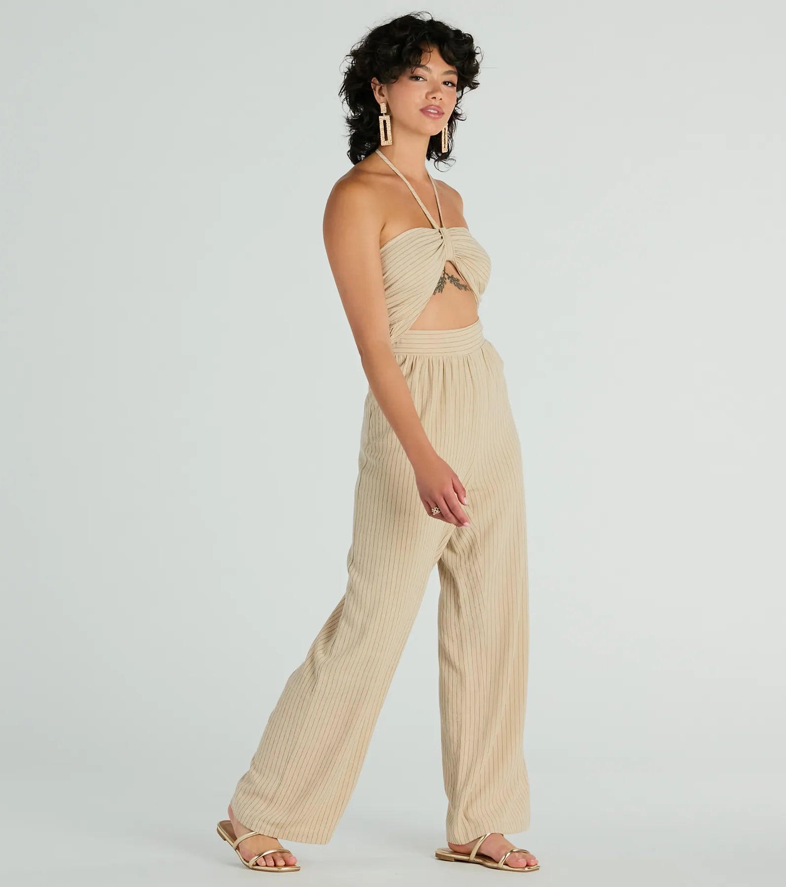 Premium Coastal Chic Striped Linen Jumpsuit