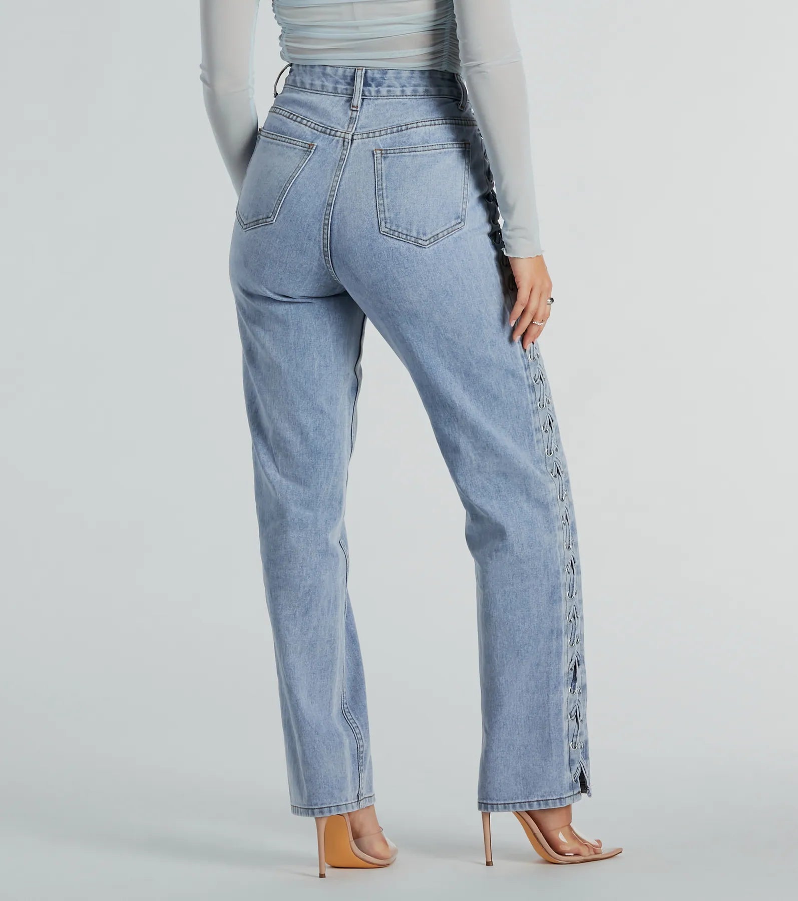 Premium High-Rise Lace-Up Denim Jeans - Ultimate Style Upgrade