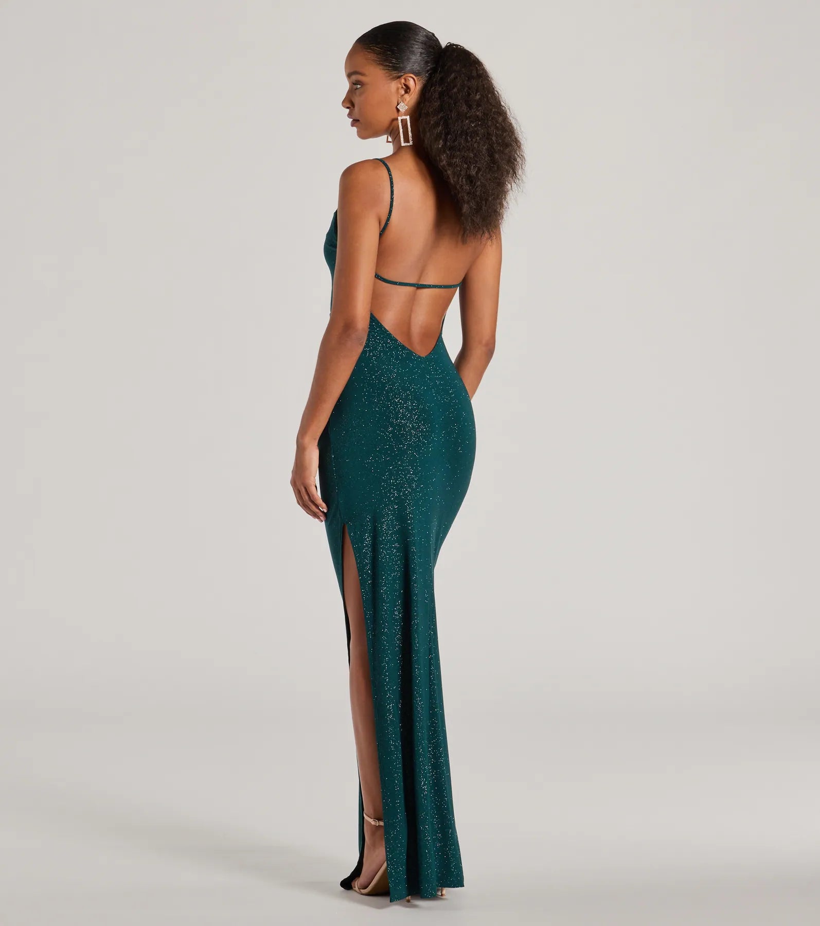 Ultimate Glamour: Kelly Cowl Neck Mermaid Glitter Dress