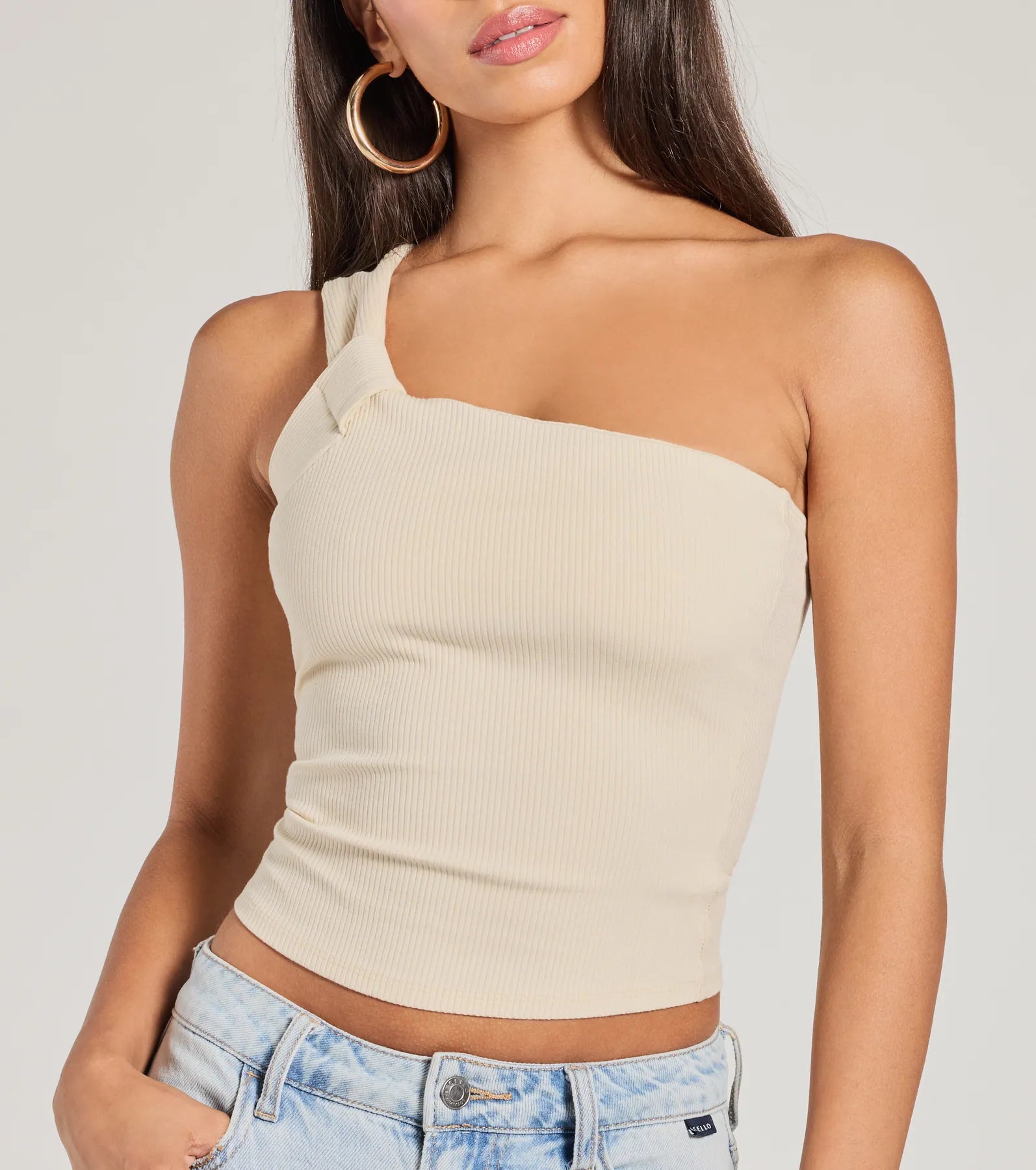 Premium One-Shoulder Crop Top - Cutely Charming