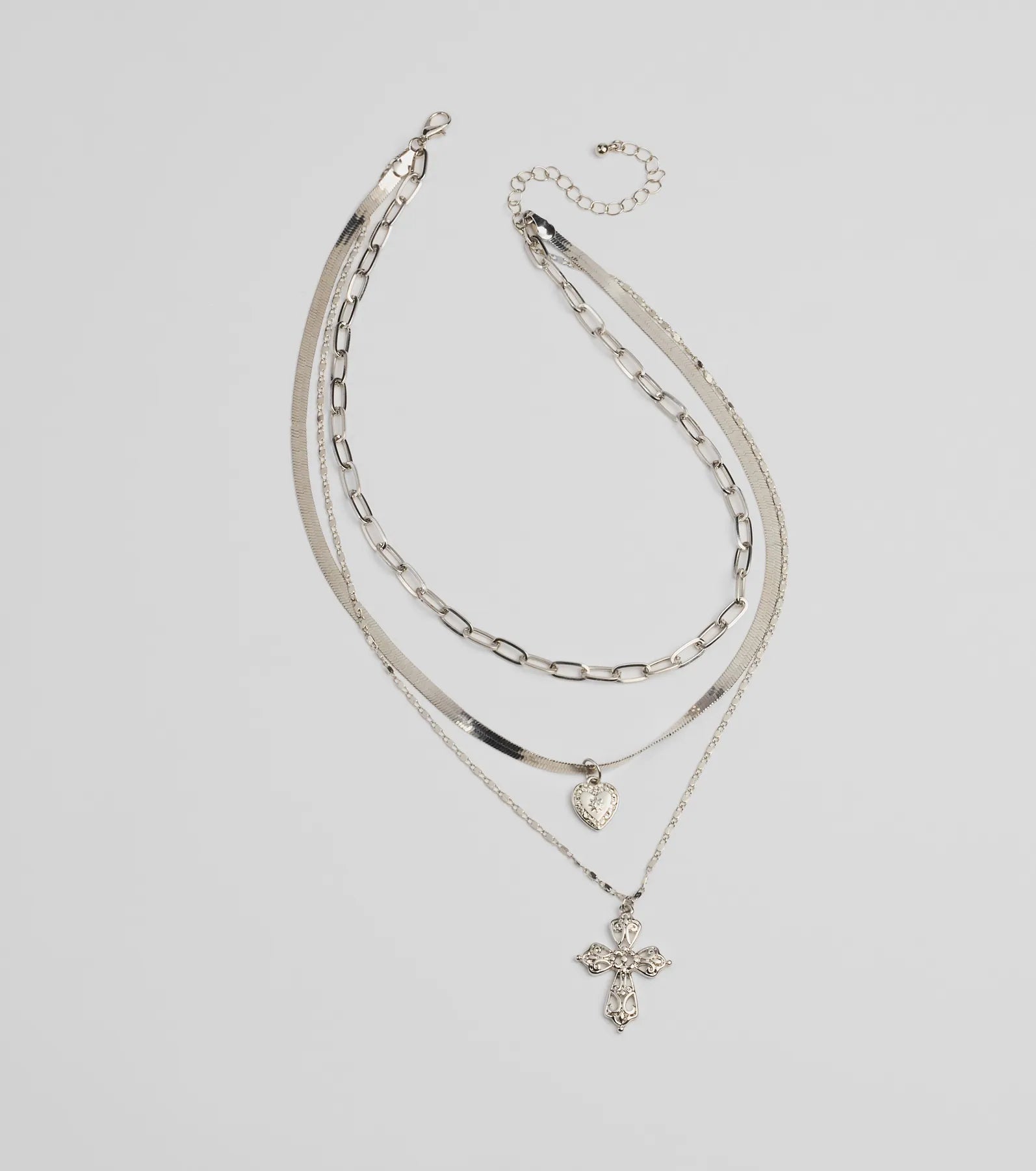 Premium Cross My Heart Layered Charm Necklace - Ultimate Style Upgrade