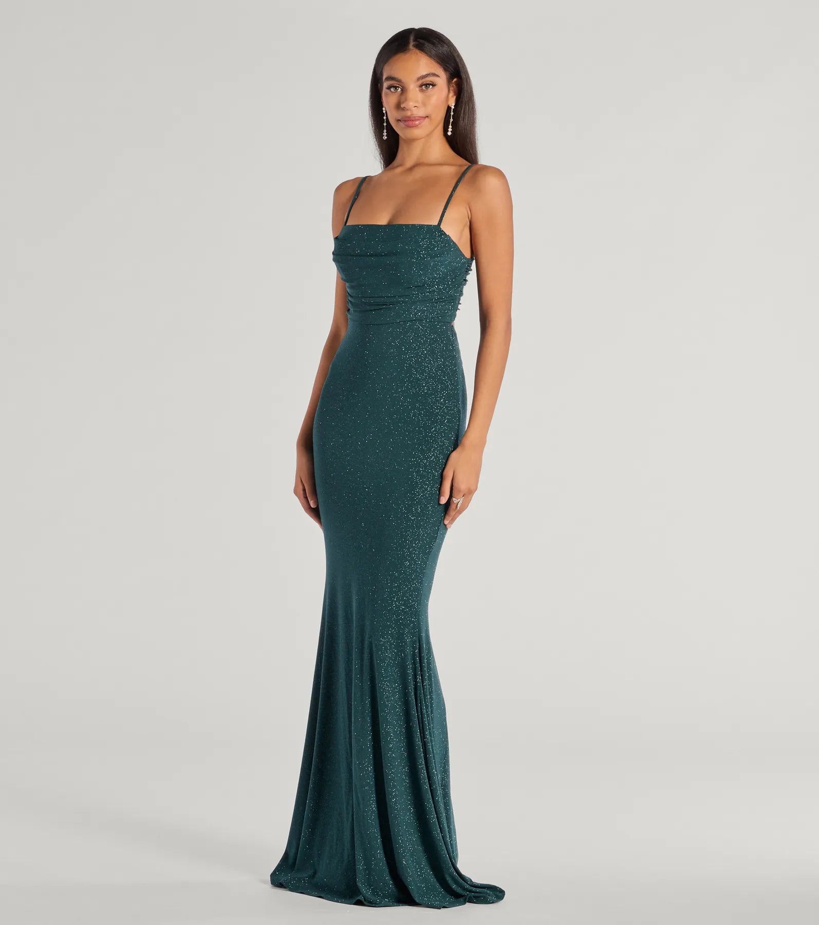 Premium Glitter Lace-Up Mermaid Gown for Special Occasions