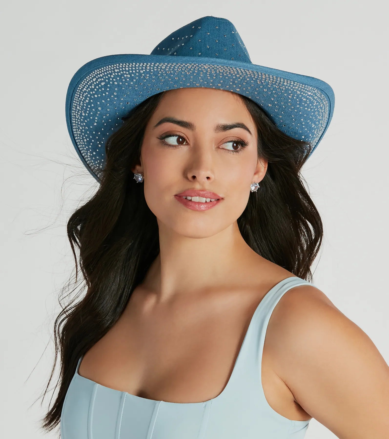 Ultimate Glam Rhinestone Denim Cowboy Hat - Sparkling Festival Essential