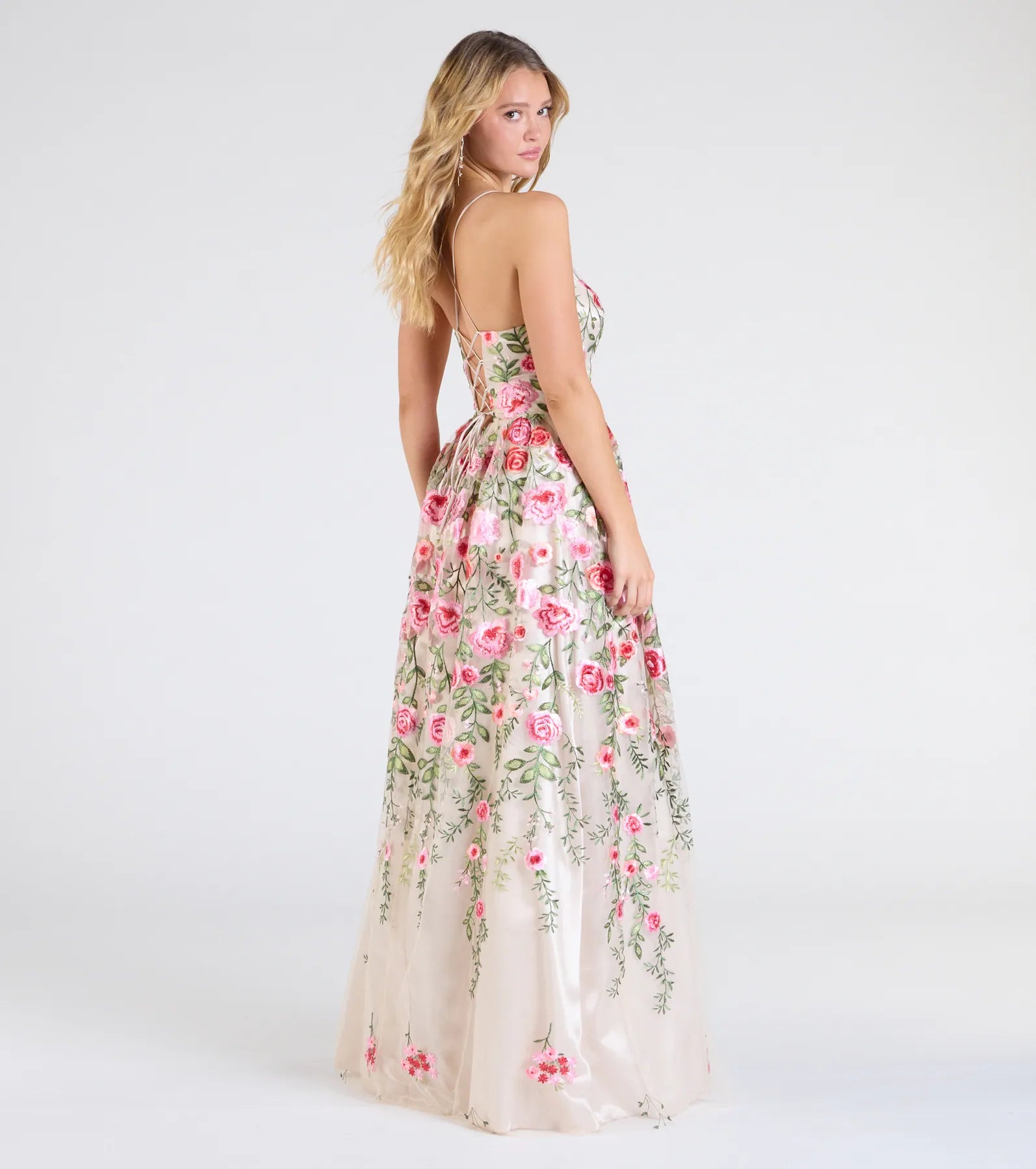 Felicity Premium Lace-Up Floral Tulle Ball Gown - Ultimate Elegance