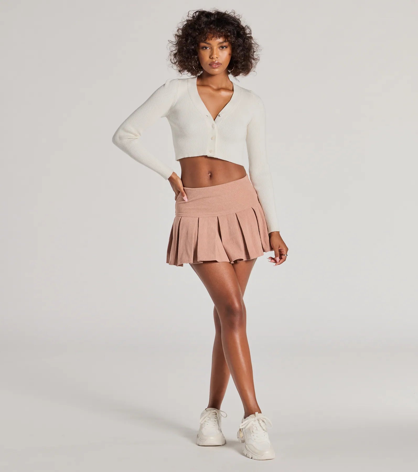 Ultimate Preppy Chic Drop Waist Pleated Corduroy Mini Skirt - Trendy & Timeless