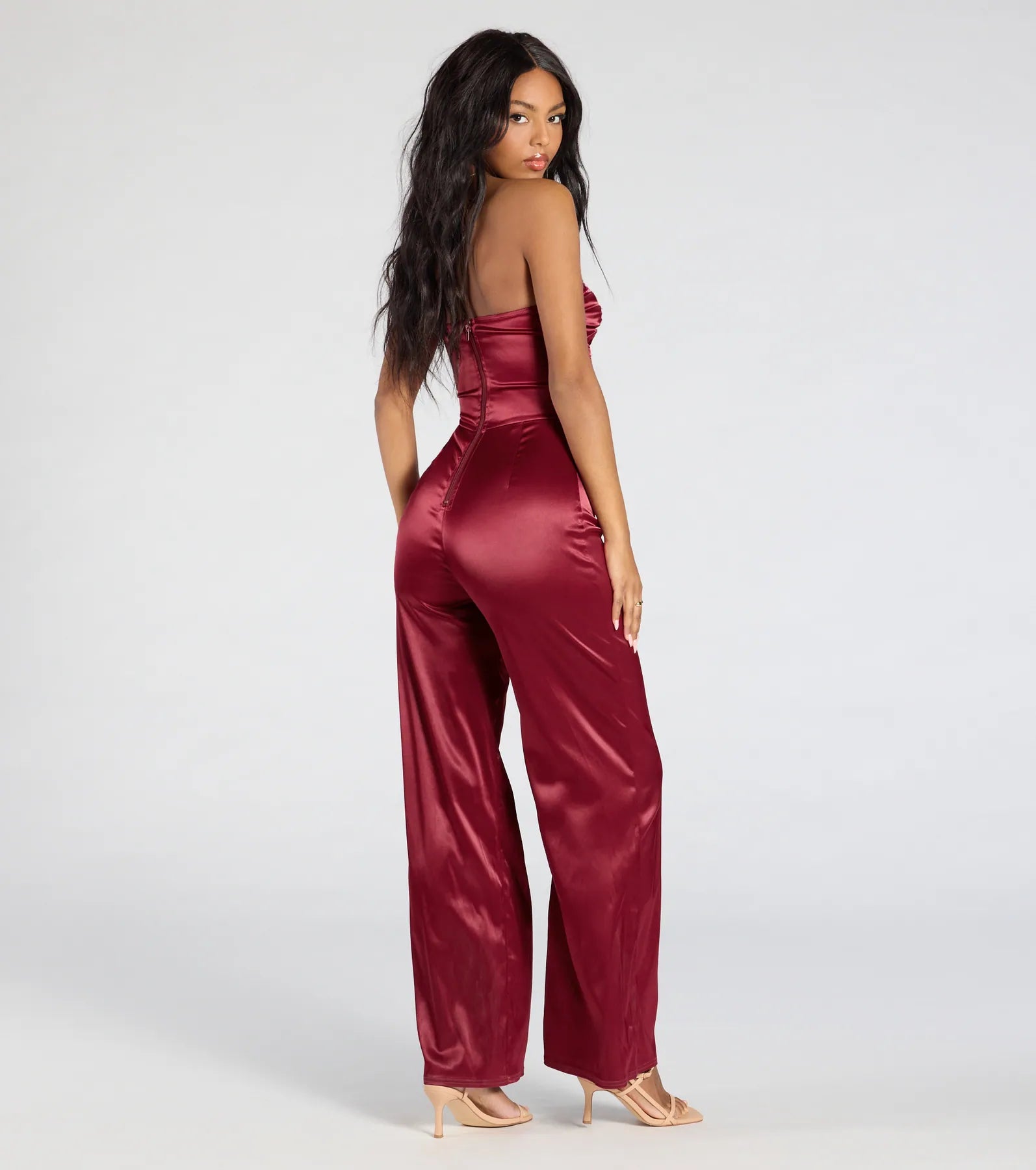 Ultimate Glamour: Late Nights Cutout Satin Wide-Leg Jumpsuit